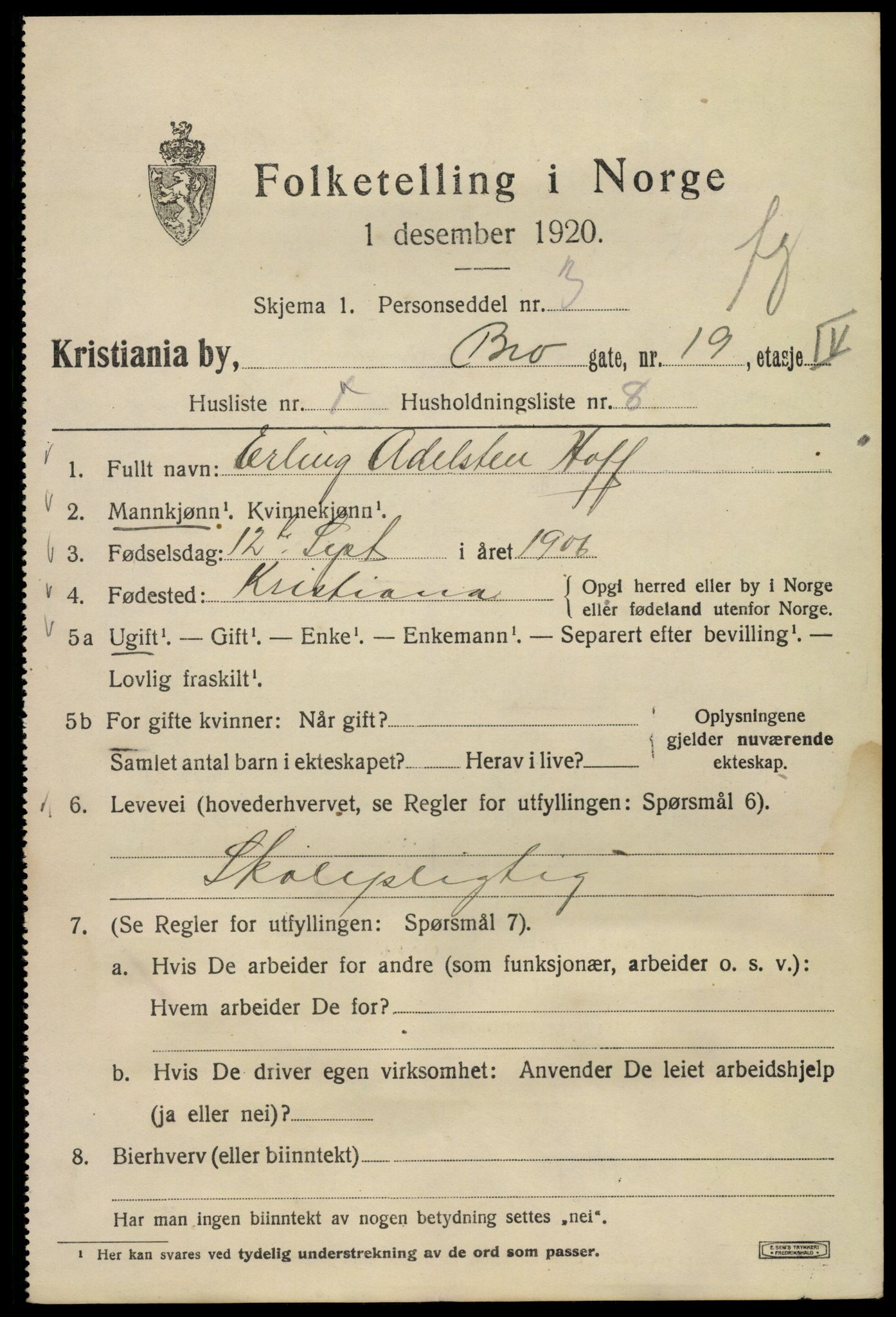 SAO, 1920 census for Kristiania, 1920, p. 175577