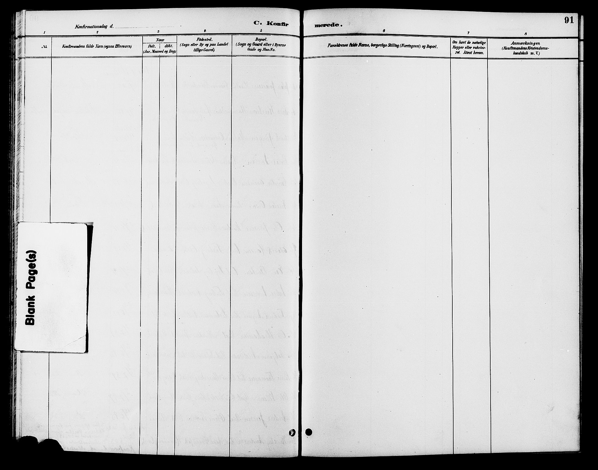 Søgne sokneprestkontor, SAK/1111-0037/F/Fb/Fba/L0004: Parish register (copy) no. B 4, 1888-1903, p. 91