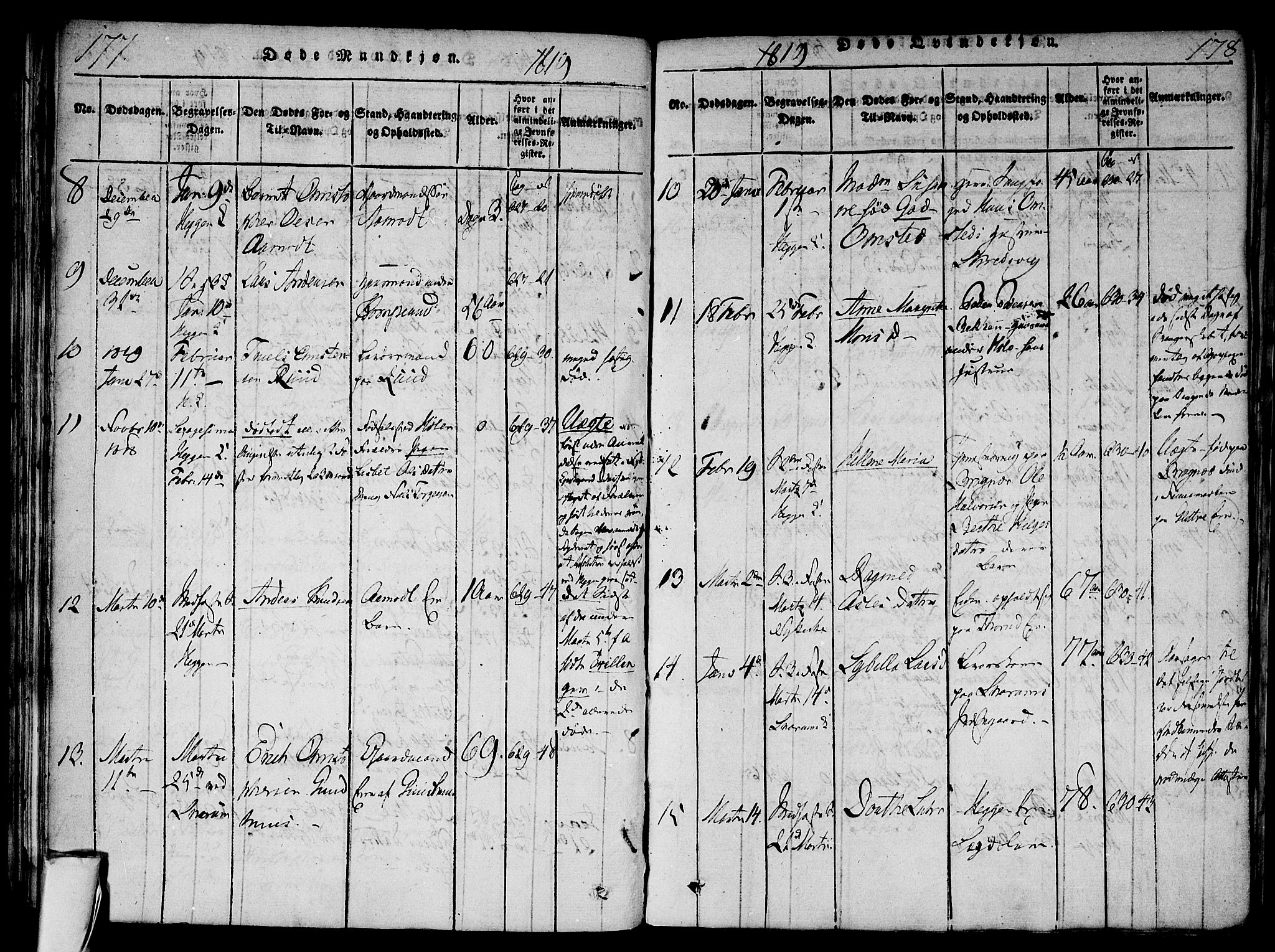 Modum kirkebøker, AV/SAKO-A-234/F/Fa/L0004: Parish register (official) no. 4, 1818-1824, p. 177-178