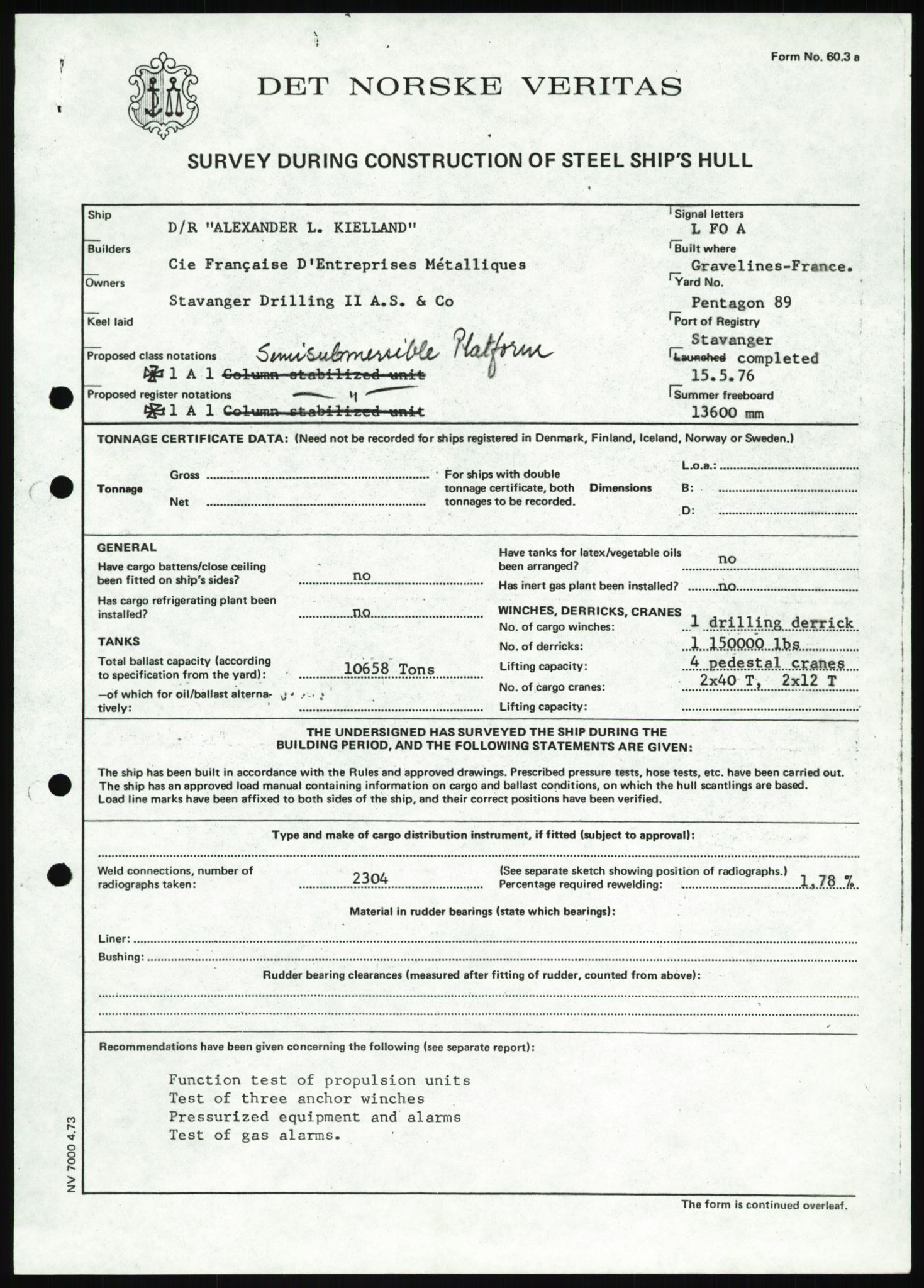 Justisdepartementet, Granskningskommisjonen ved Alexander Kielland-ulykken 27.3.1980, RA/S-1165/D/L0025: I Det norske Veritas (Doku.liste + I6, I12, I18-I20, I29, I32-I33, I35, I37-I39, I42)/J Department of Energy (J11)/M Lloyds Register(M6, M8-M10)/T (T2-T3/ U Stabilitet (U1-U2)/V Forankring (V1-V3), 1980-1981, p. 37