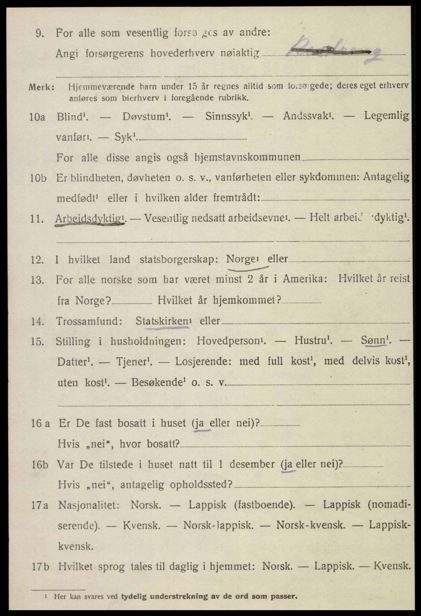 SAT, 1920 census for Grong, 1920, p. 2196