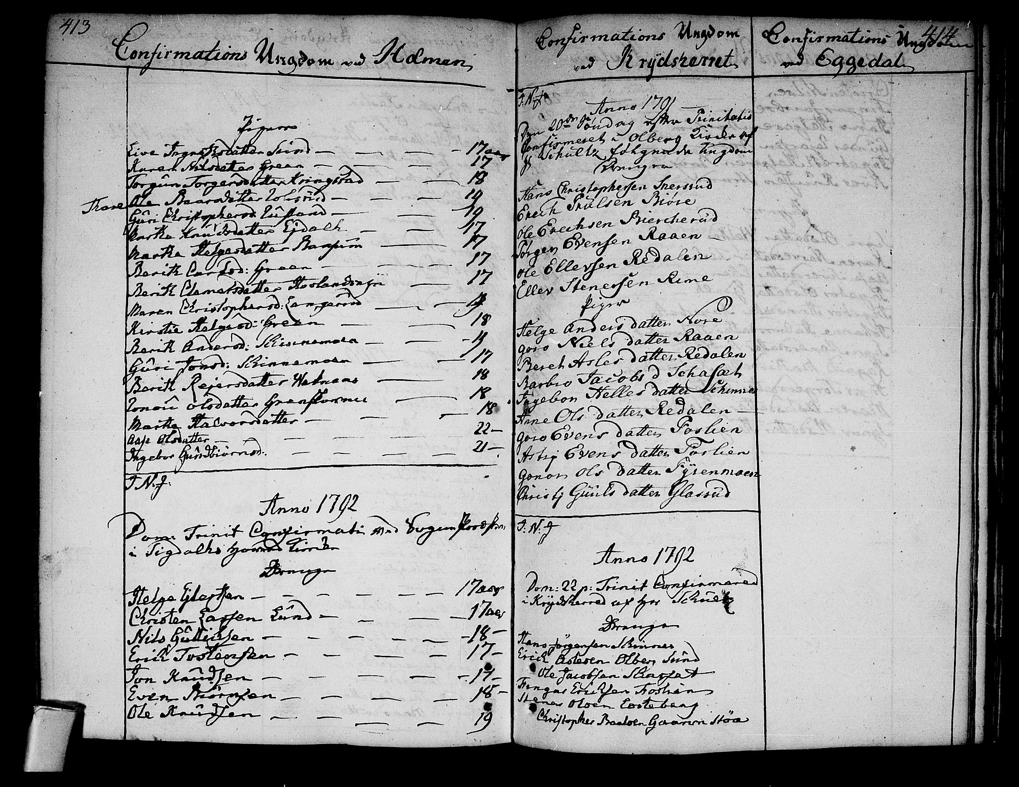 Sigdal kirkebøker, SAKO/A-245/F/Fa/L0002: Parish register (official) no. I 2, 1778-1792, p. 413-414