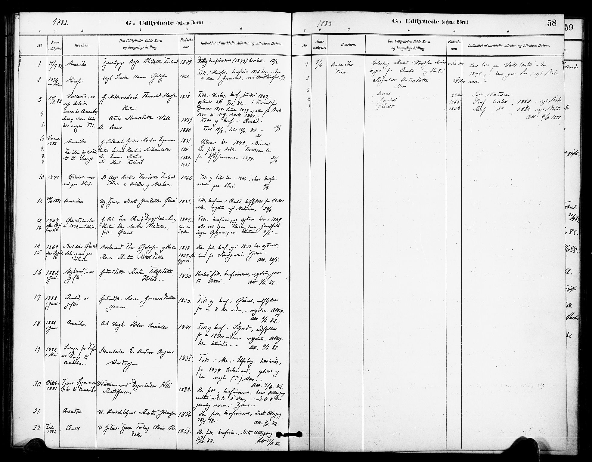 Froland sokneprestkontor, SAK/1111-0013/F/Fa/L0004: Parish register (official) no. A 4, 1882-1906, p. 58