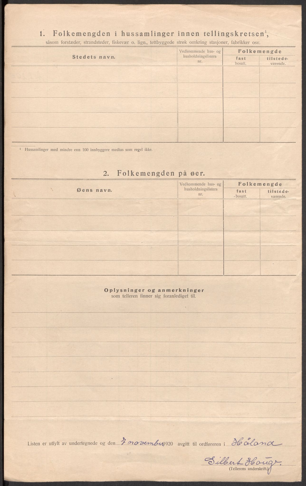 SAST, 1920 census for Håland, 1920, p. 17