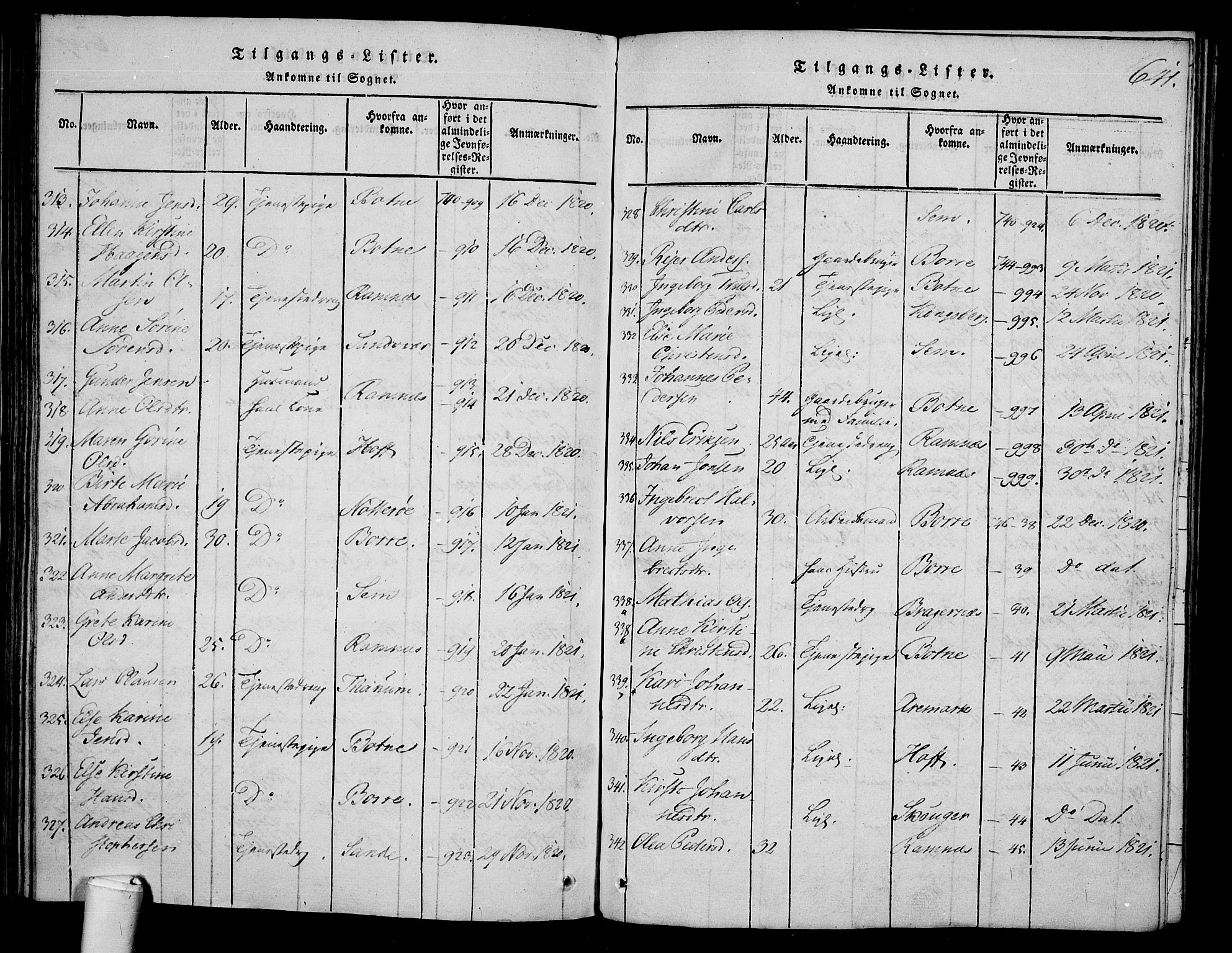 Våle kirkebøker, AV/SAKO-A-334/F/Fa/L0007: Parish register (official) no. I 7, 1814-1824, p. 640-641