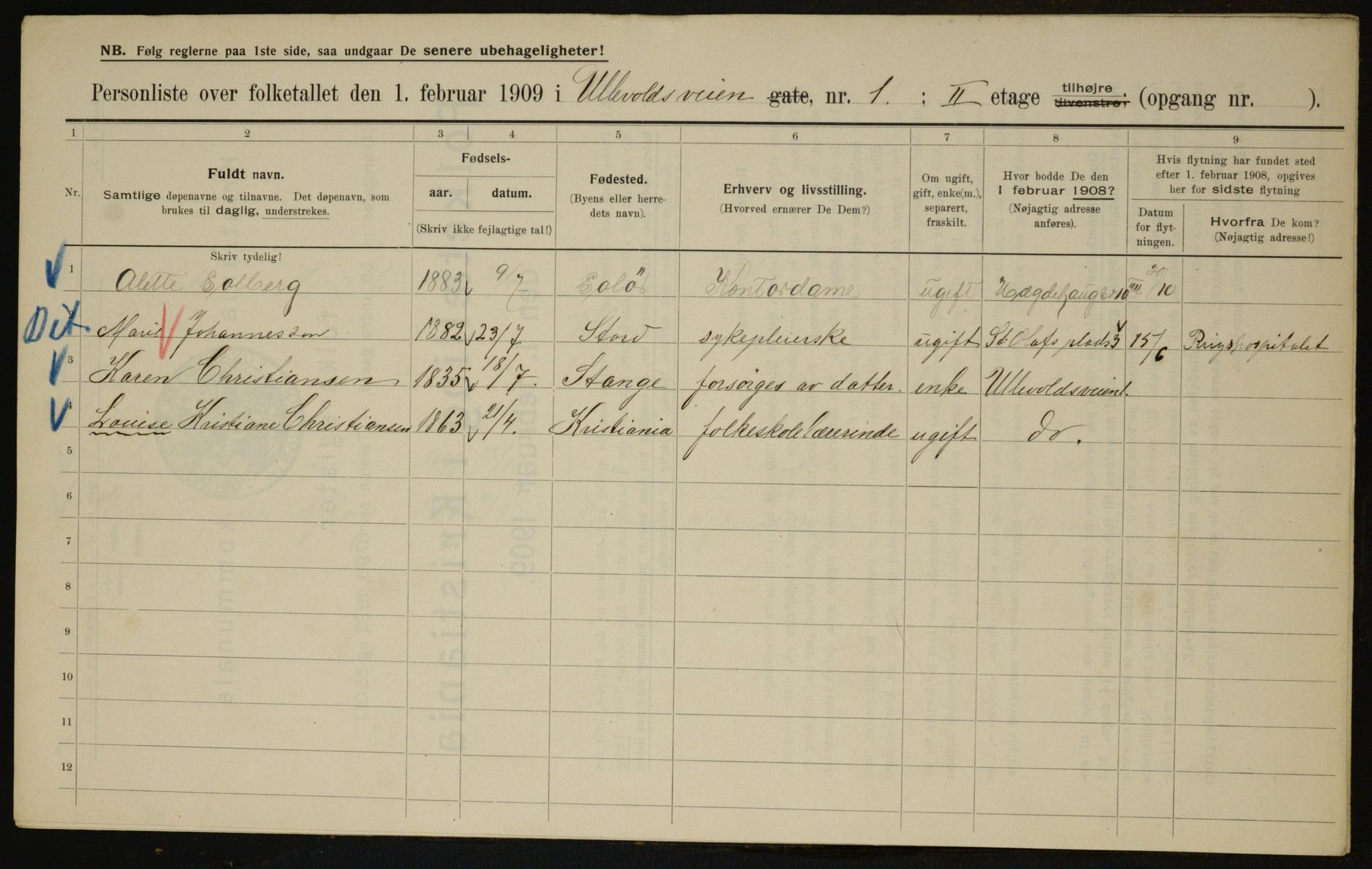 OBA, Municipal Census 1909 for Kristiania, 1909, p. 107731