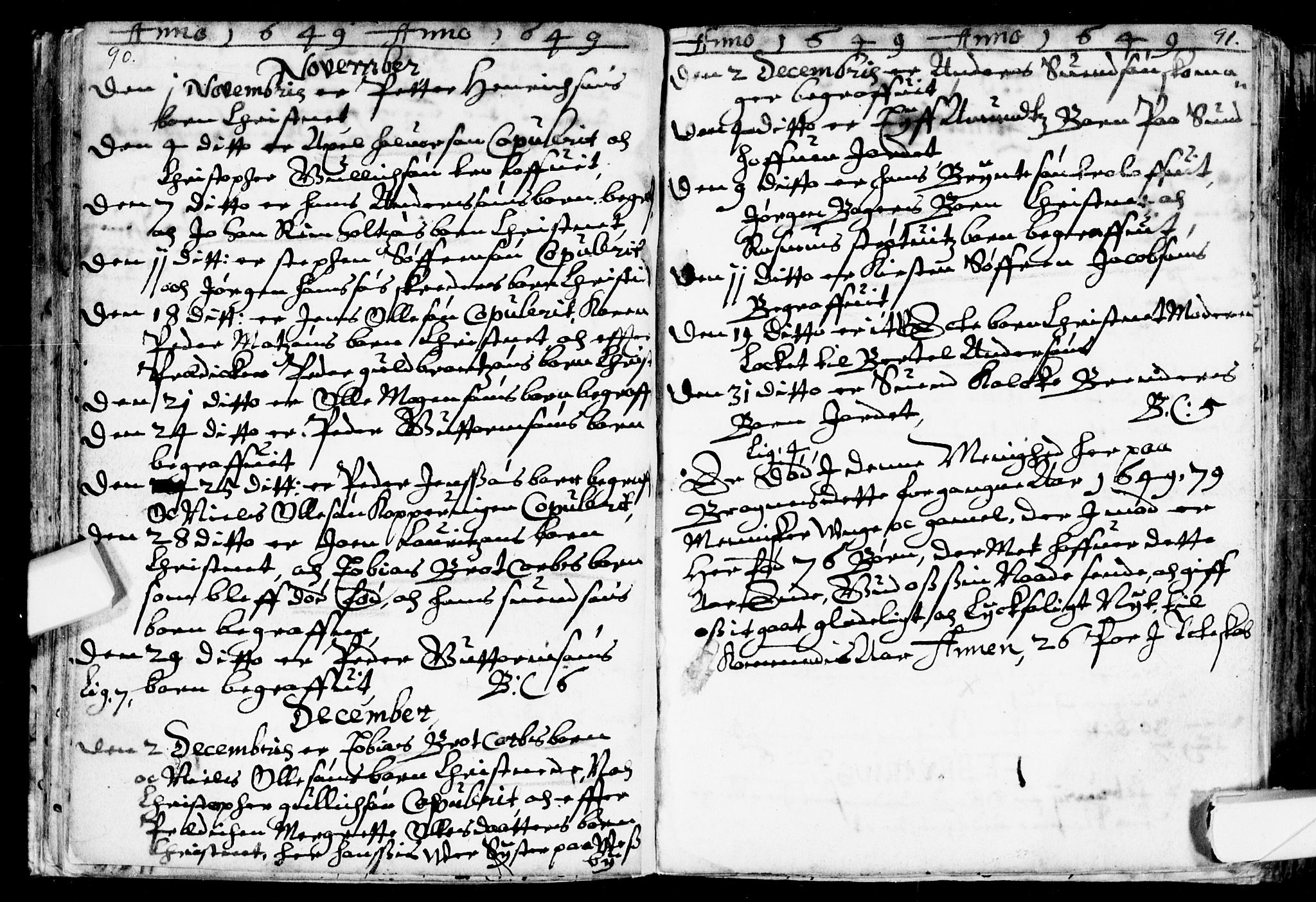 Bragernes kirkebøker, AV/SAKO-A-6/F/Fa/L0001: Parish register (official) no. I 1, 1634-1662, p. 90-91