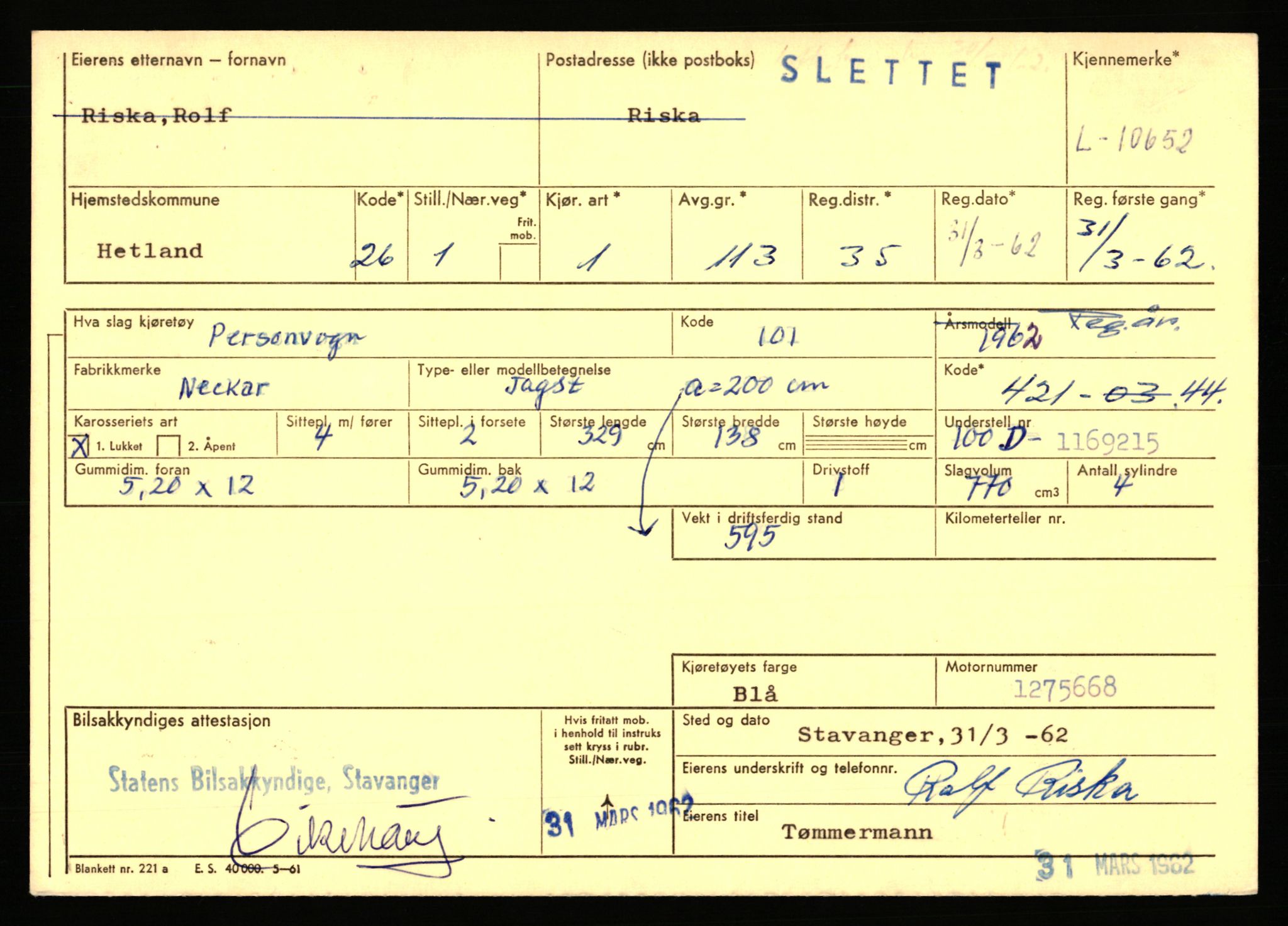 Stavanger trafikkstasjon, SAST/A-101942/0/F/L0019: L-10500 - L-10999, 1930-1971, p. 629