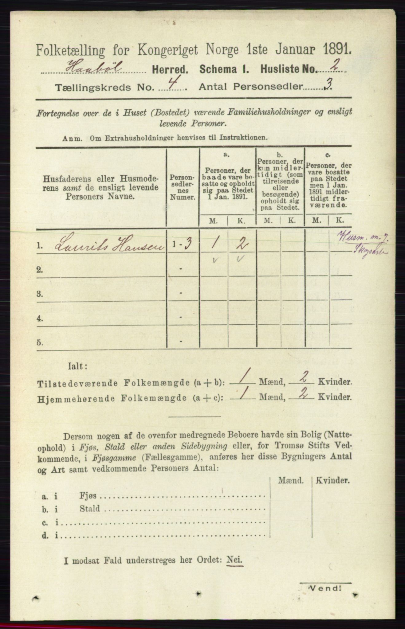 RA, 1891 census for 0138 Hobøl, 1891, p. 2328