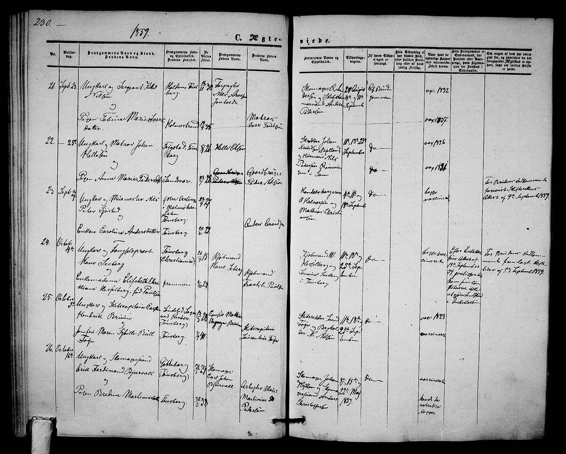 Tønsberg kirkebøker, SAKO/A-330/G/Ga/L0003: Parish register (copy) no. 3, 1855-1864, p. 230