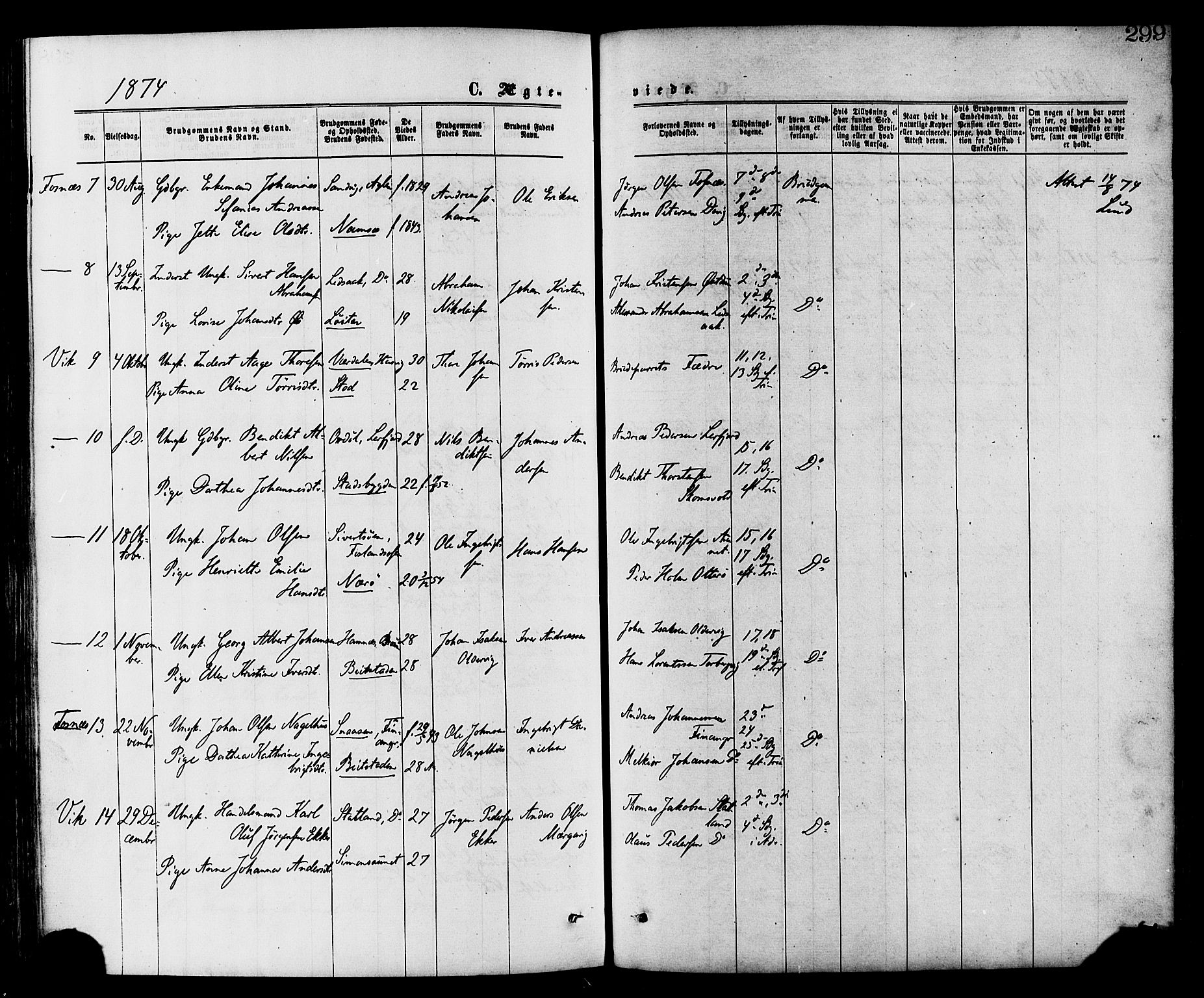 Ministerialprotokoller, klokkerbøker og fødselsregistre - Nord-Trøndelag, SAT/A-1458/773/L0616: Parish register (official) no. 773A07, 1870-1887, p. 299