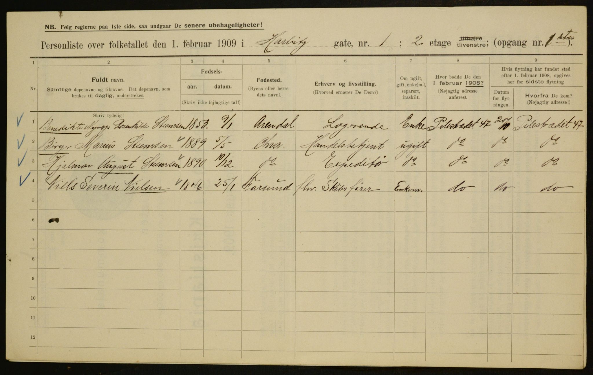 OBA, Municipal Census 1909 for Kristiania, 1909, p. 73303