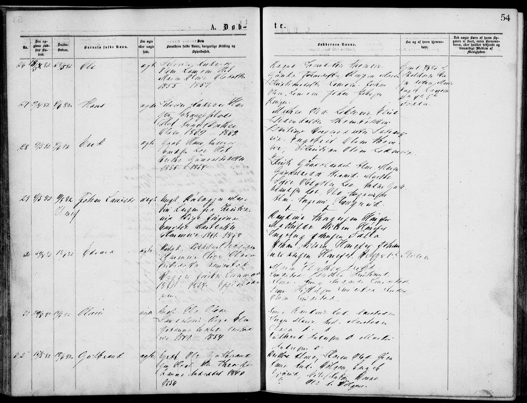 Norderhov kirkebøker, AV/SAKO-A-237/G/Gb/L0001: Parish register (copy) no. II 1, 1876-1899, p. 54