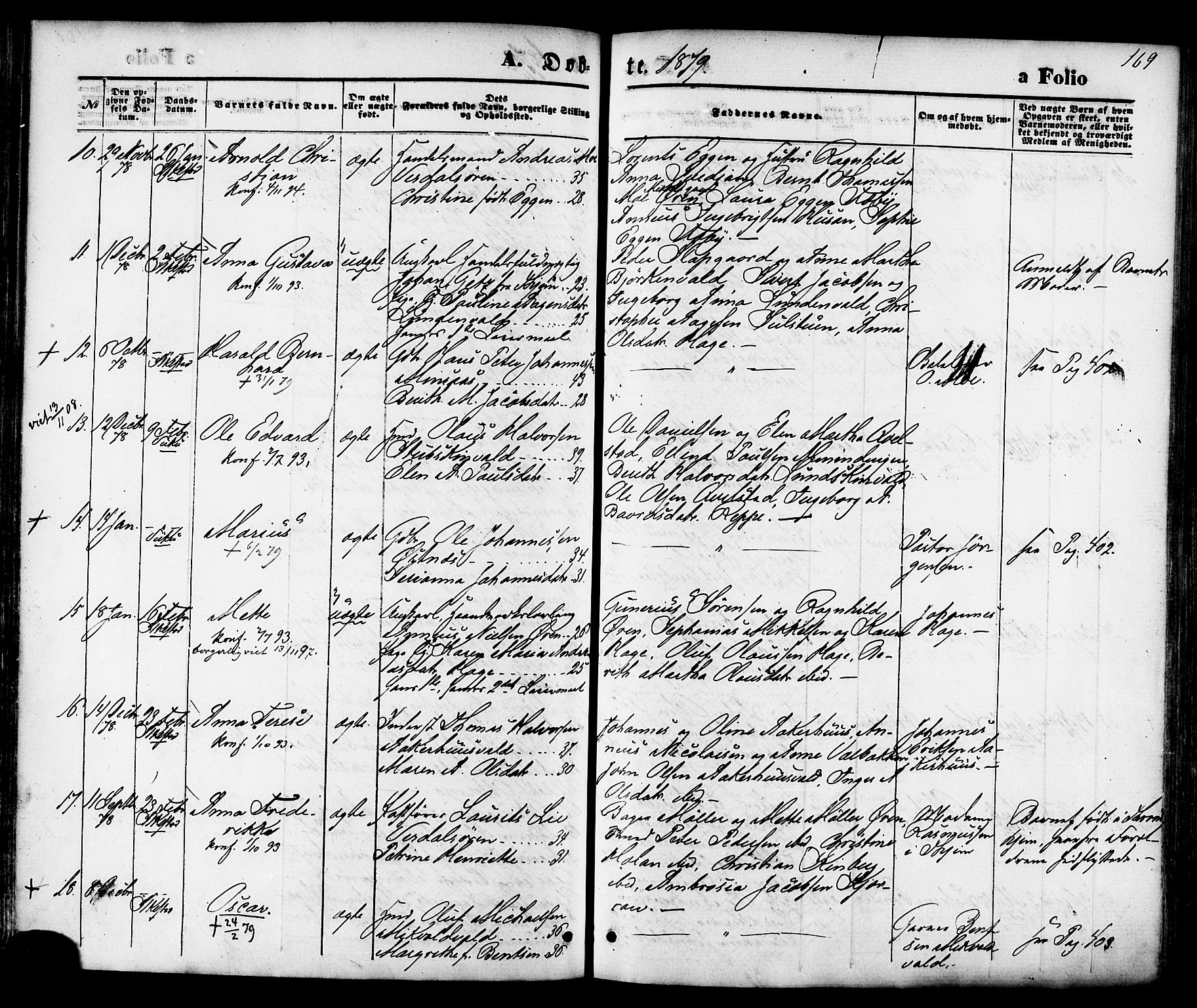 Ministerialprotokoller, klokkerbøker og fødselsregistre - Nord-Trøndelag, AV/SAT-A-1458/723/L0242: Parish register (official) no. 723A11, 1870-1880, p. 169