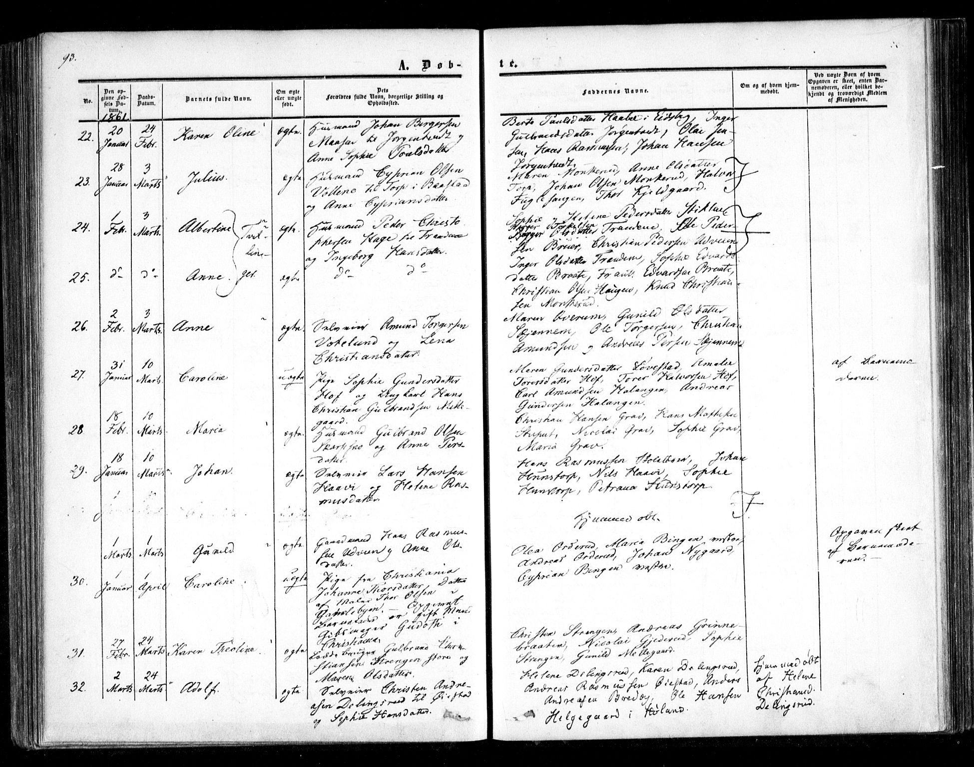 Trøgstad prestekontor Kirkebøker, AV/SAO-A-10925/F/Fa/L0008.a: Parish register (official) no. I 8A, 1855-1864, p. 93