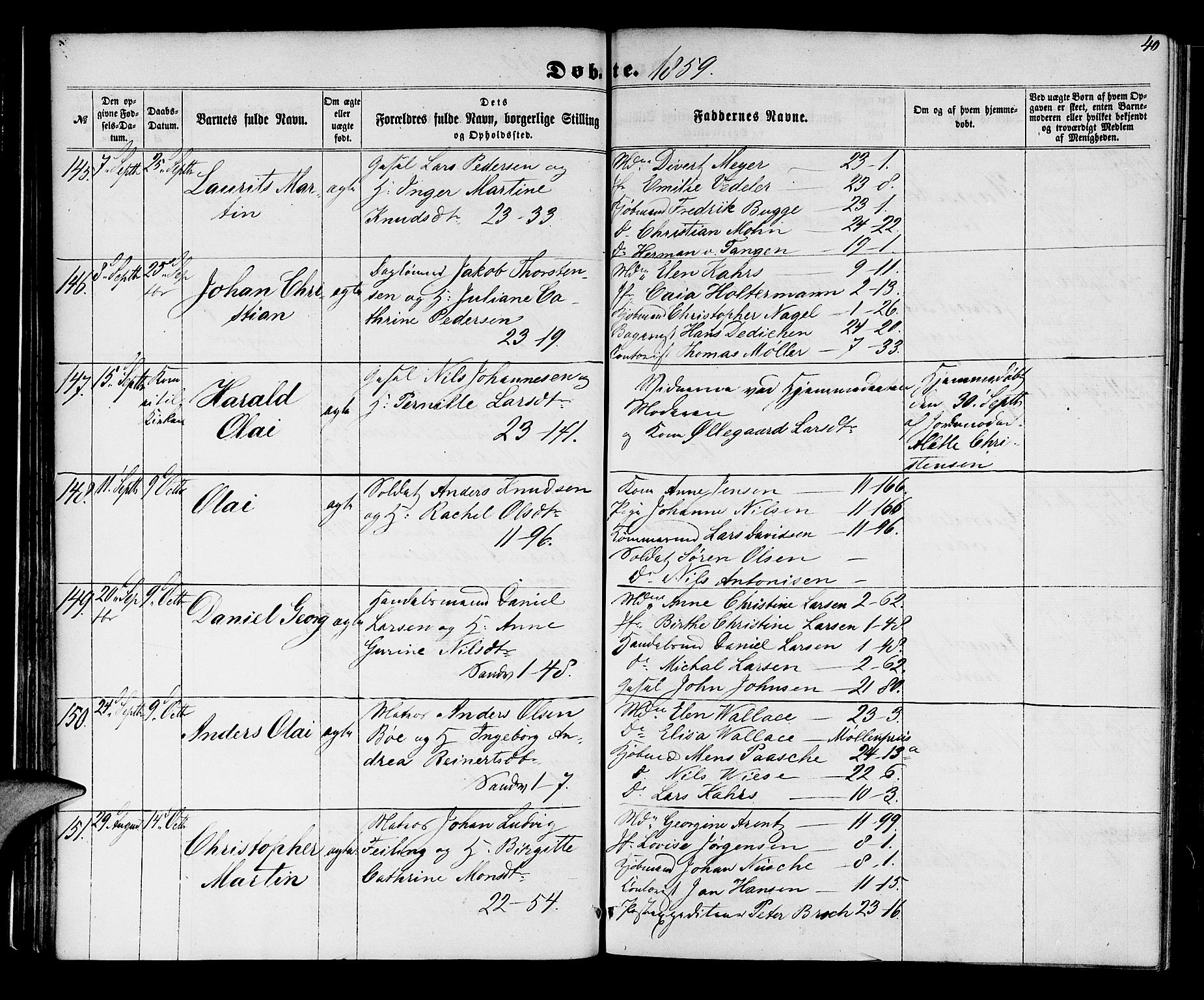 Korskirken sokneprestembete, AV/SAB-A-76101/H/Hab: Parish register (copy) no. B 4, 1858-1863, p. 40