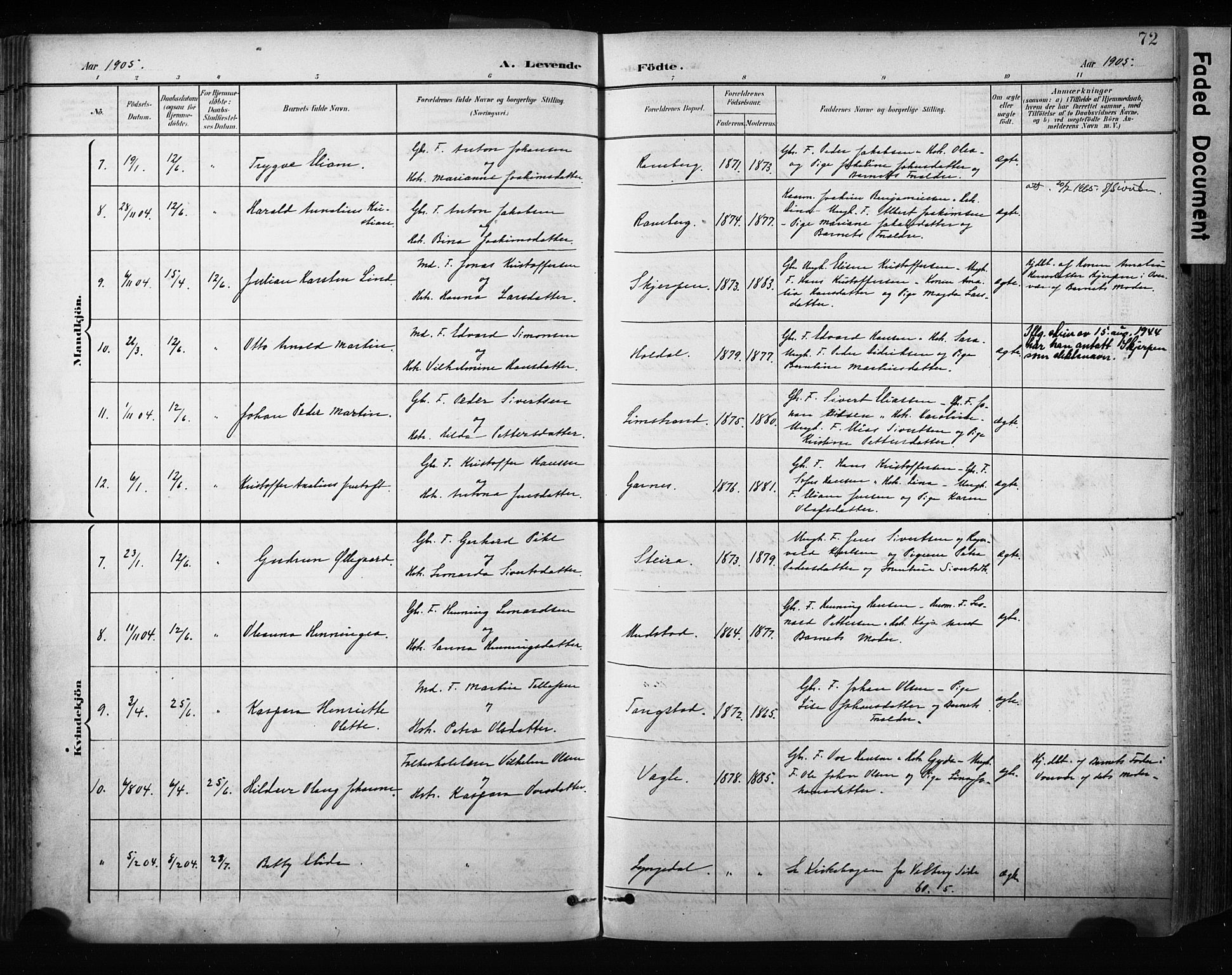 Ministerialprotokoller, klokkerbøker og fødselsregistre - Nordland, AV/SAT-A-1459/880/L1134: Parish register (official) no. 880A08, 1899-1908, p. 72