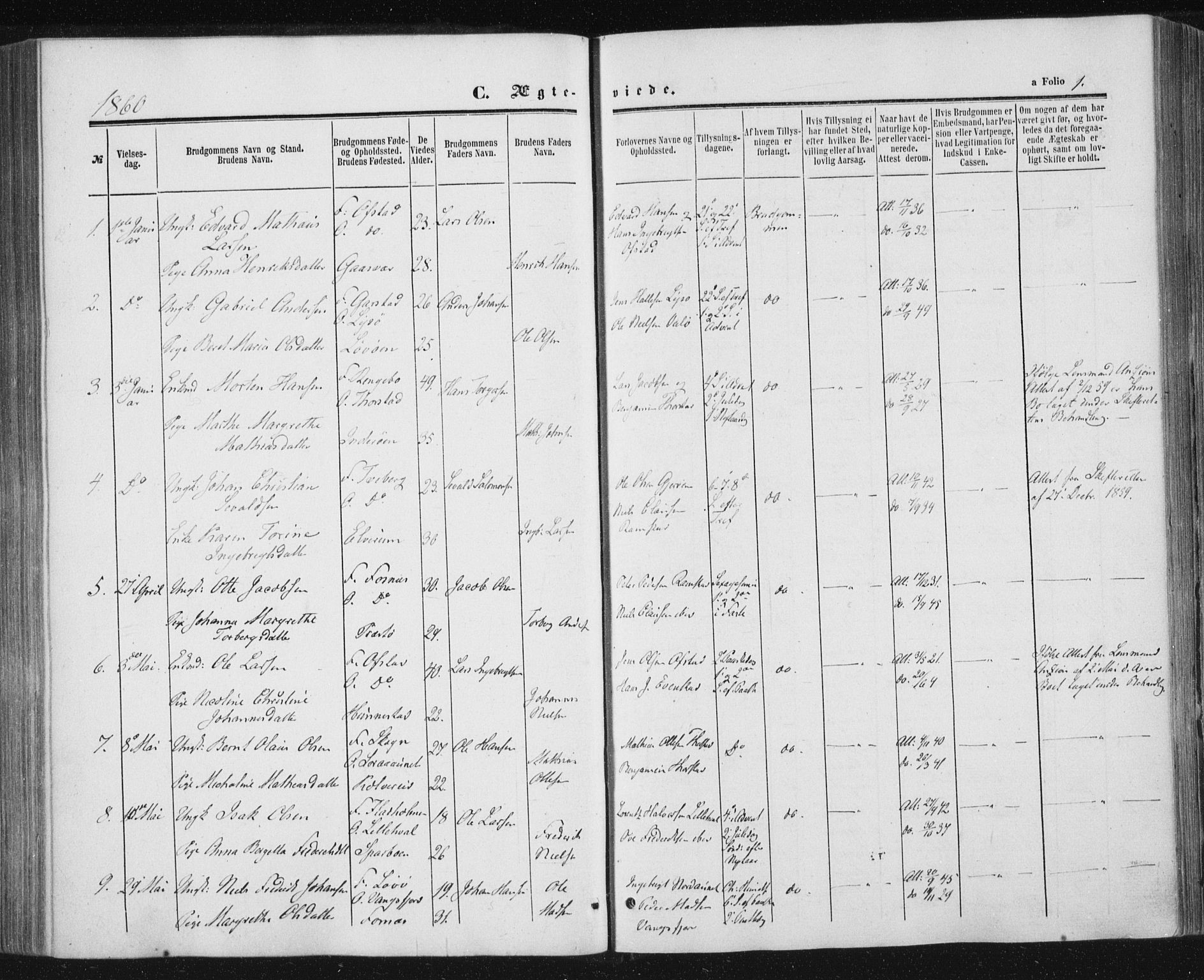 Ministerialprotokoller, klokkerbøker og fødselsregistre - Nord-Trøndelag, AV/SAT-A-1458/784/L0670: Parish register (official) no. 784A05, 1860-1876, p. 1