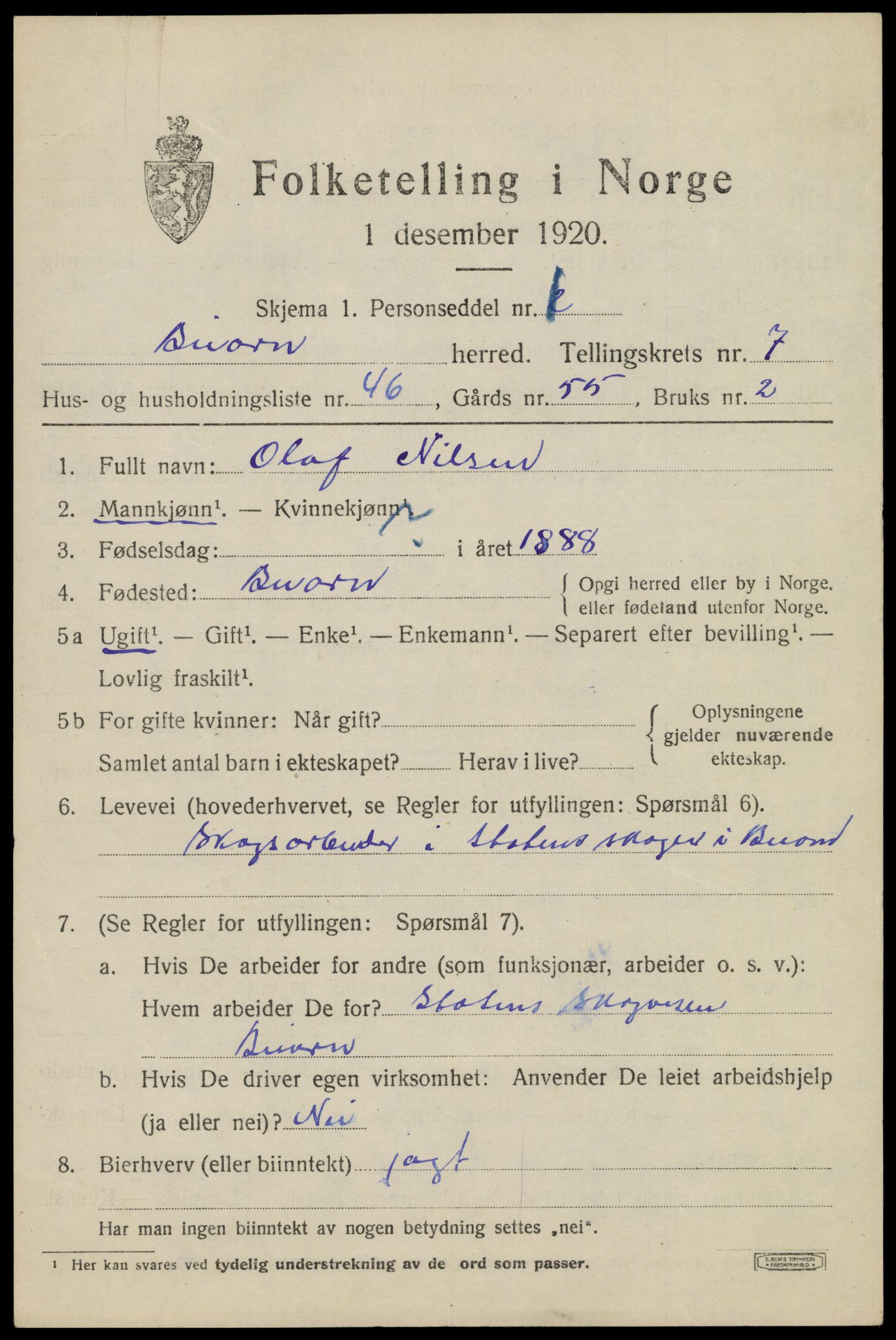 SAT, 1920 census for Beiarn, 1920, p. 4152