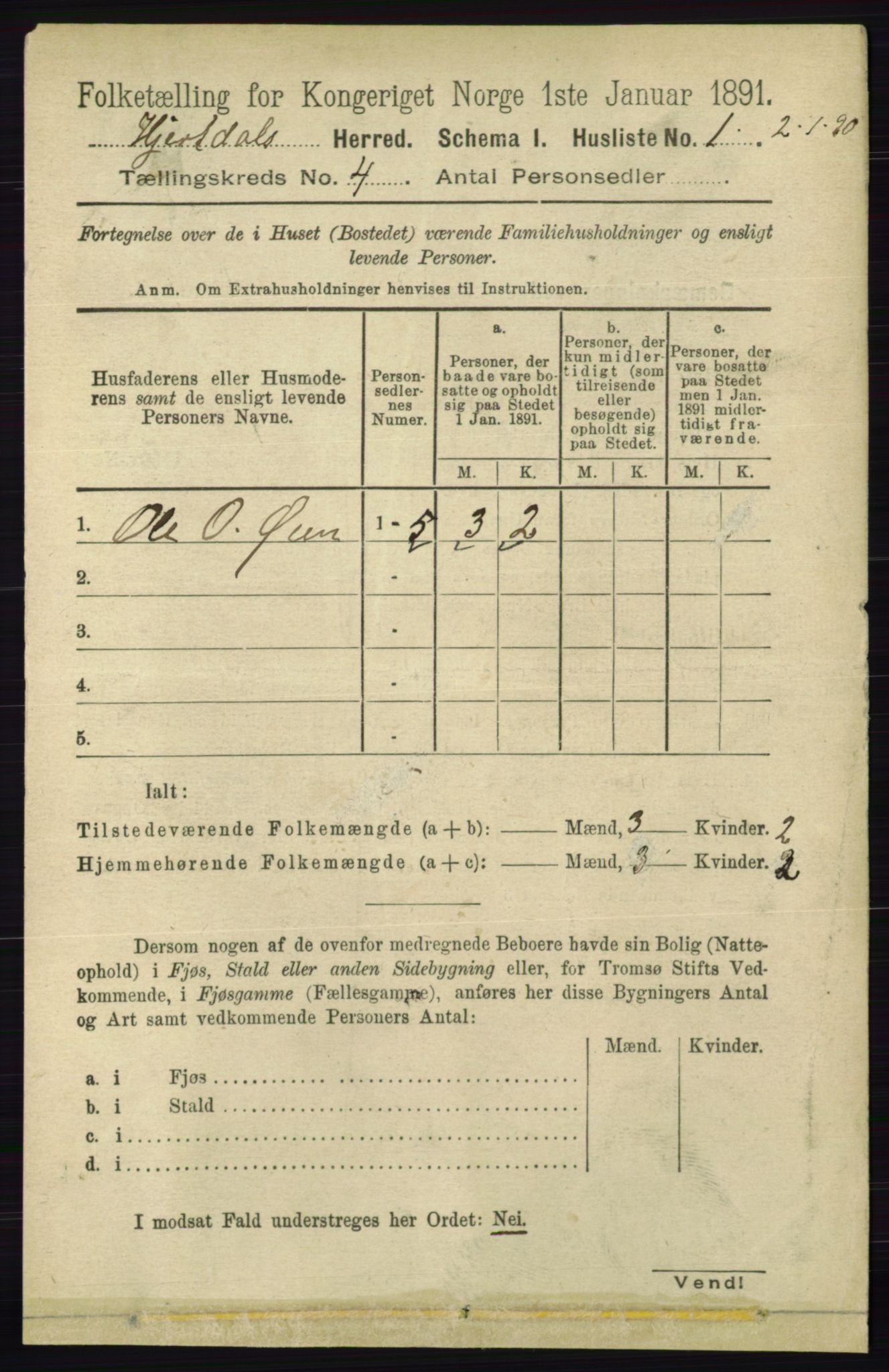 RA, 1891 census for 0827 Hjartdal, 1891, p. 1331