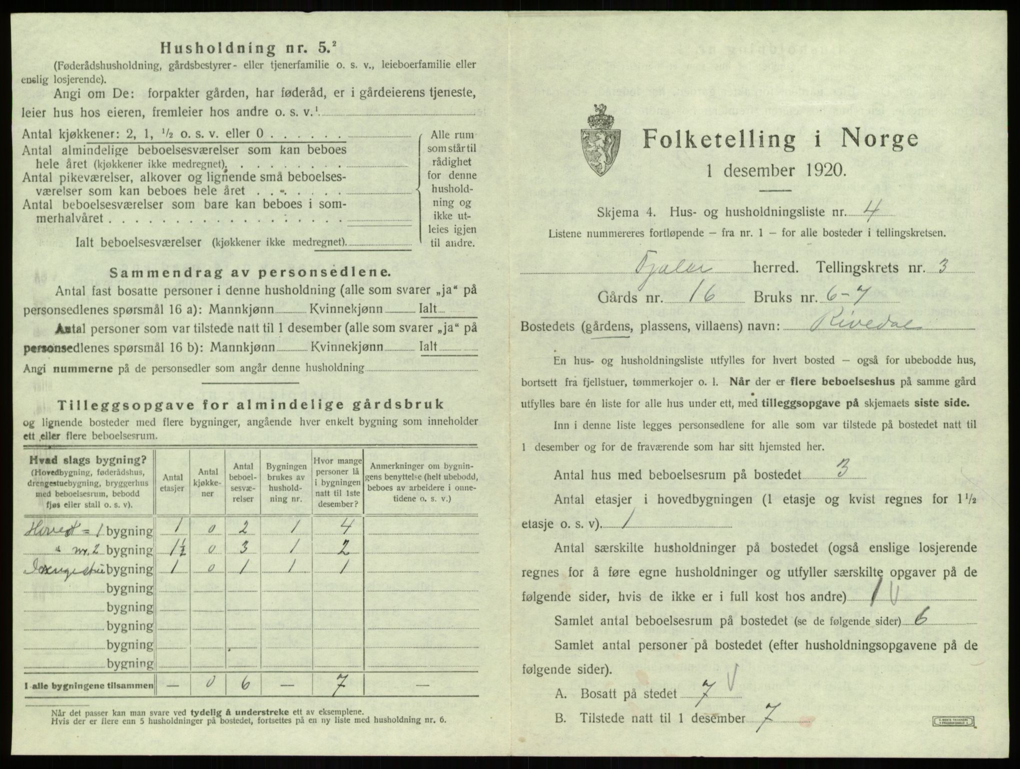 SAB, 1920 census for Fjaler, 1920, p. 308