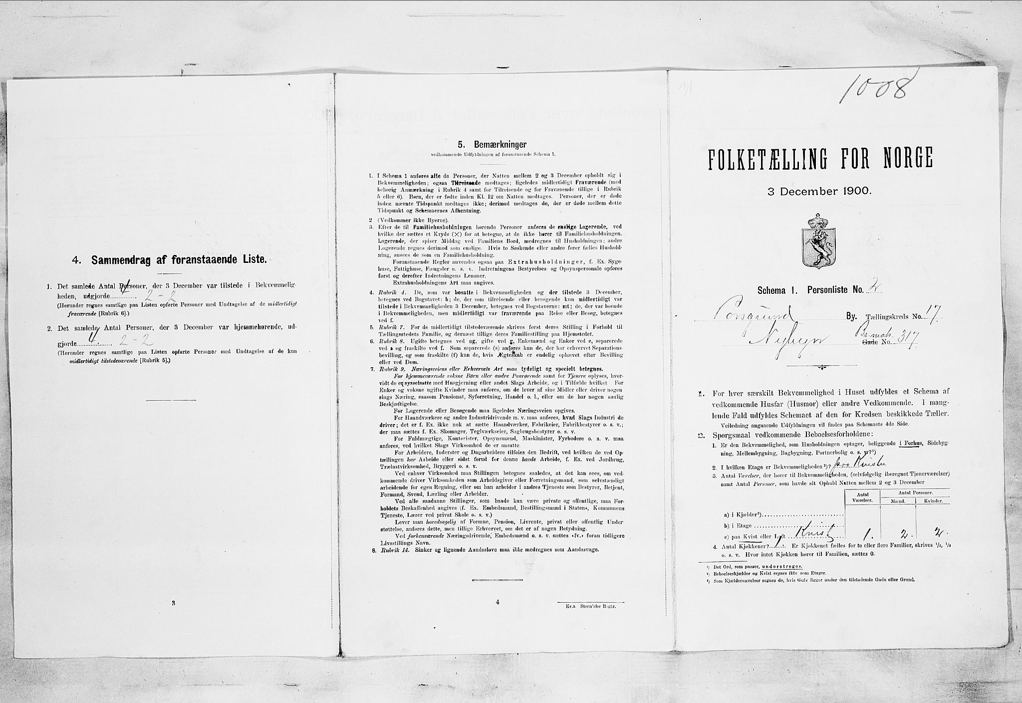 SAKO, 1900 census for Porsgrunn, 1900, p. 3318