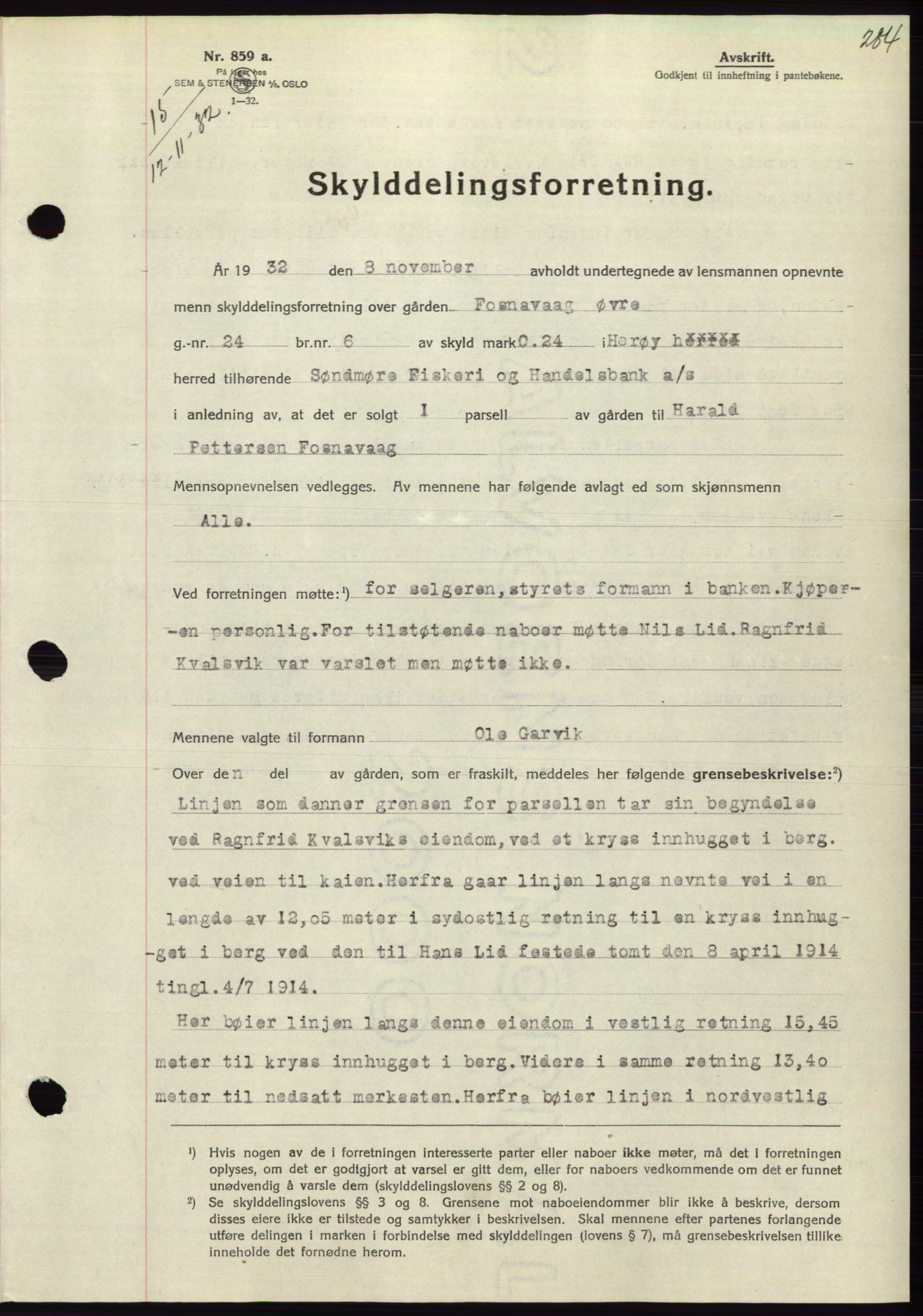 Søre Sunnmøre sorenskriveri, AV/SAT-A-4122/1/2/2C/L0054: Mortgage book no. 48, 1932-1933, Deed date: 12.11.1932