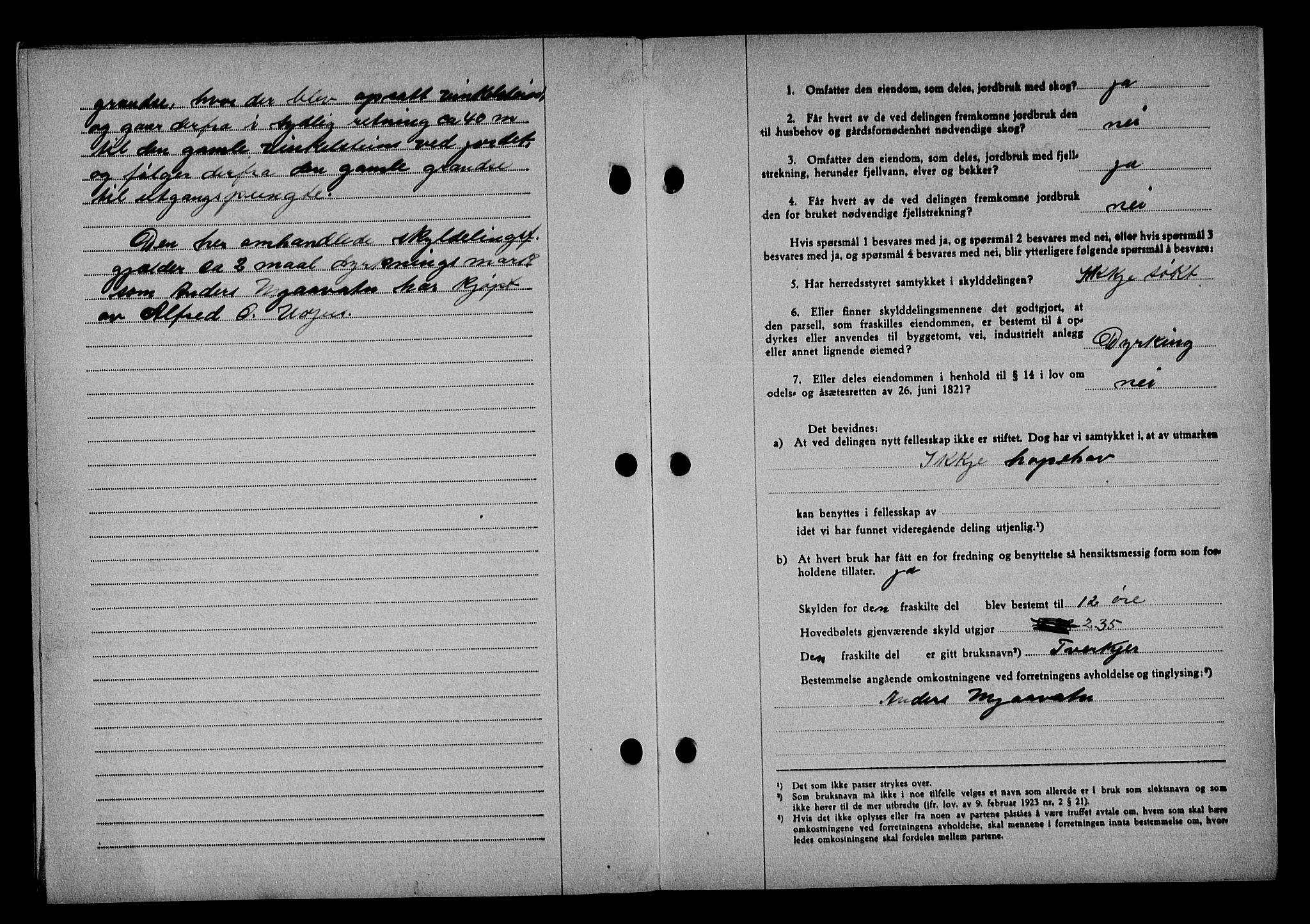 Vestre Nedenes/Sand sorenskriveri, SAK/1221-0010/G/Gb/Gba/L0053: Mortgage book no. A 6, 1944-1945, Diary no: : 621/1944