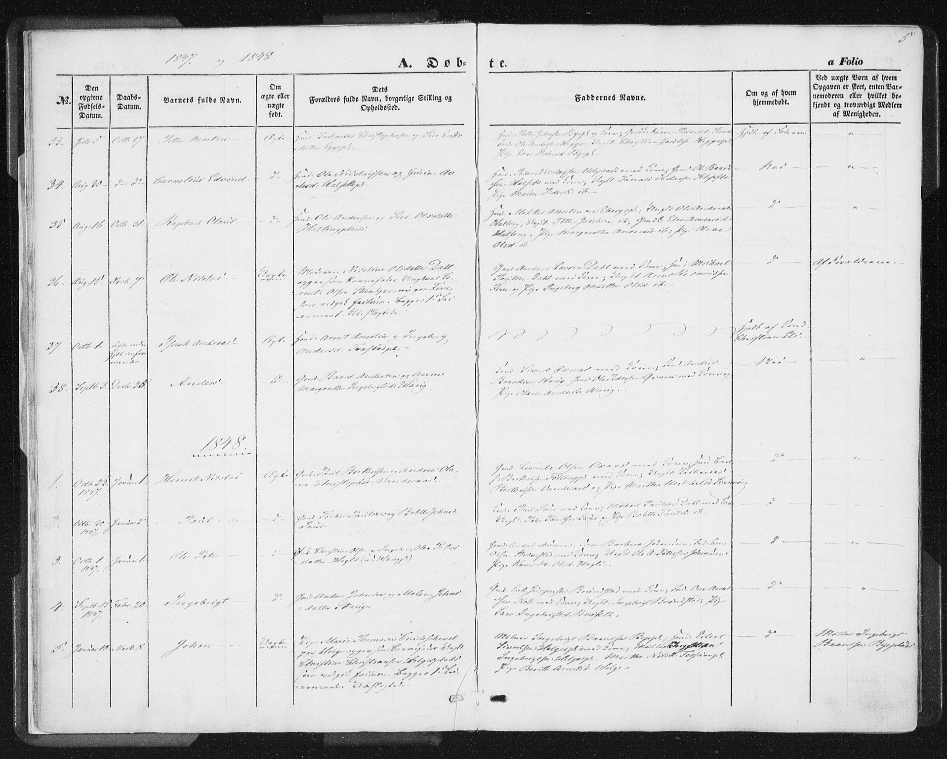 Ministerialprotokoller, klokkerbøker og fødselsregistre - Nord-Trøndelag, SAT/A-1458/746/L0446: Parish register (official) no. 746A05, 1846-1859, p. 5