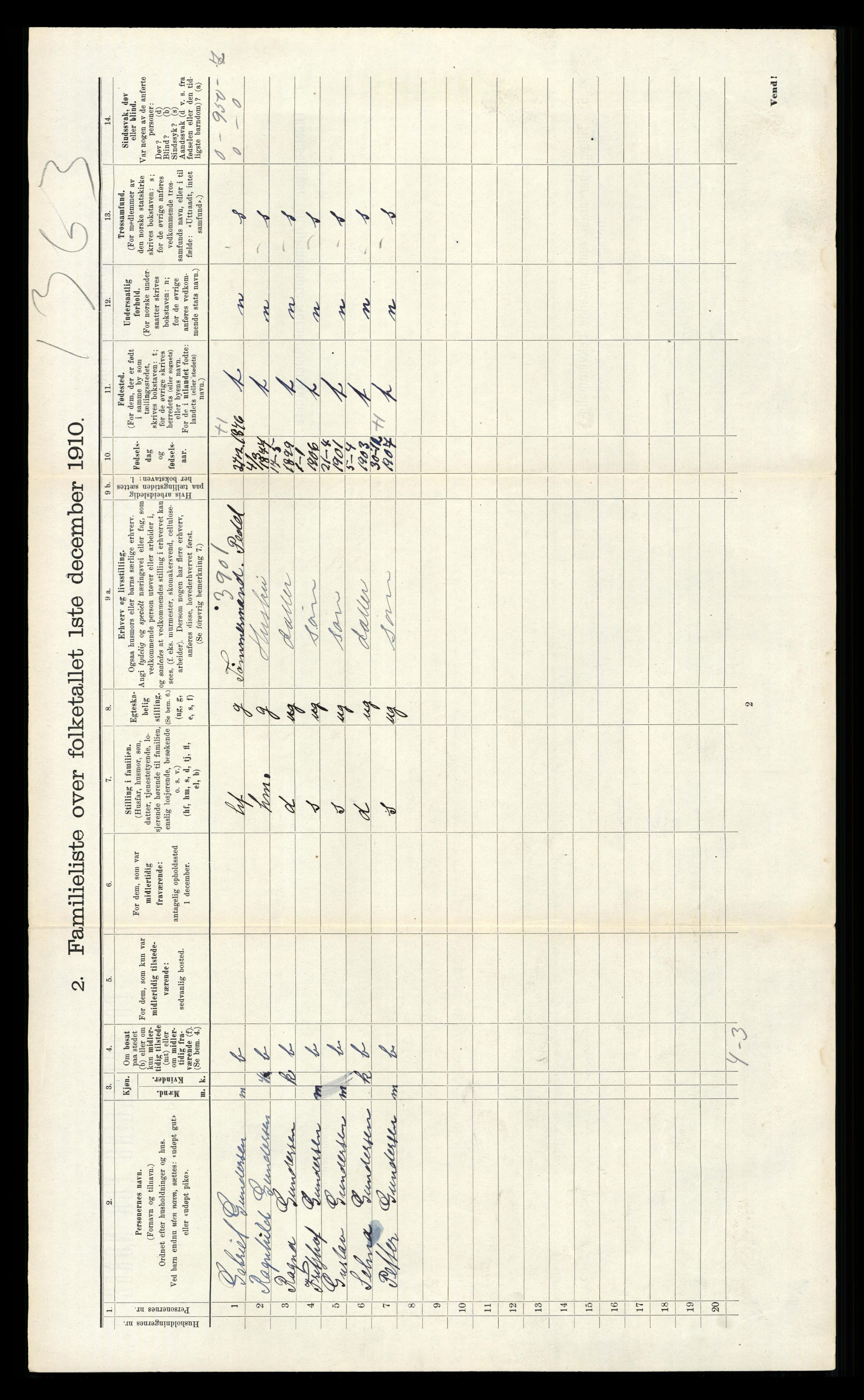 RA, 1910 census for Kristiansand, 1910, p. 1181