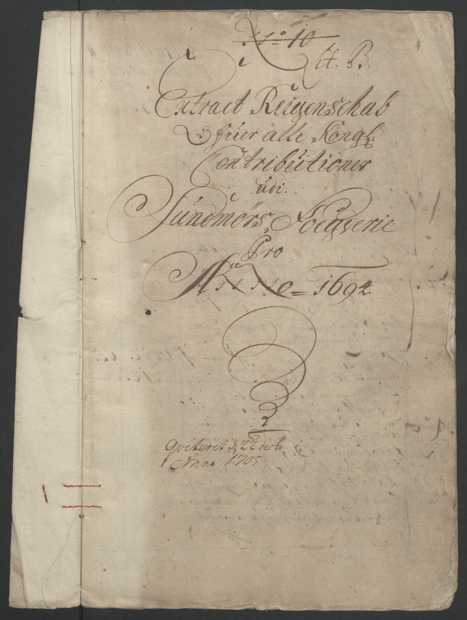 Rentekammeret inntil 1814, Reviderte regnskaper, Fogderegnskap, RA/EA-4092/R54/L3555: Fogderegnskap Sunnmøre, 1694-1695, p. 3