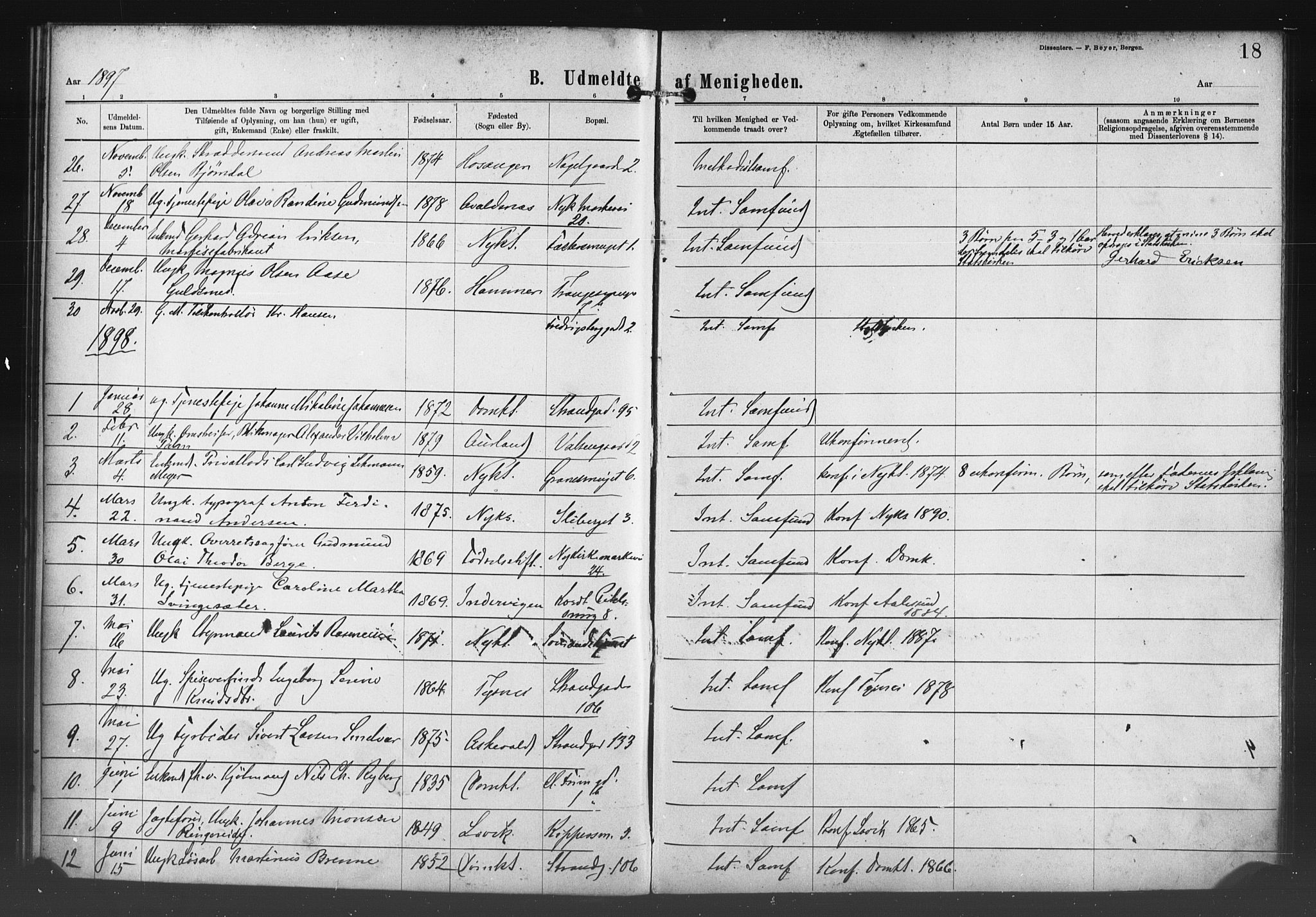 Nykirken Sokneprestembete, SAB/A-77101/H/Haa/L0054: Parish register (official) no. H 3, 1897-1943, p. 18