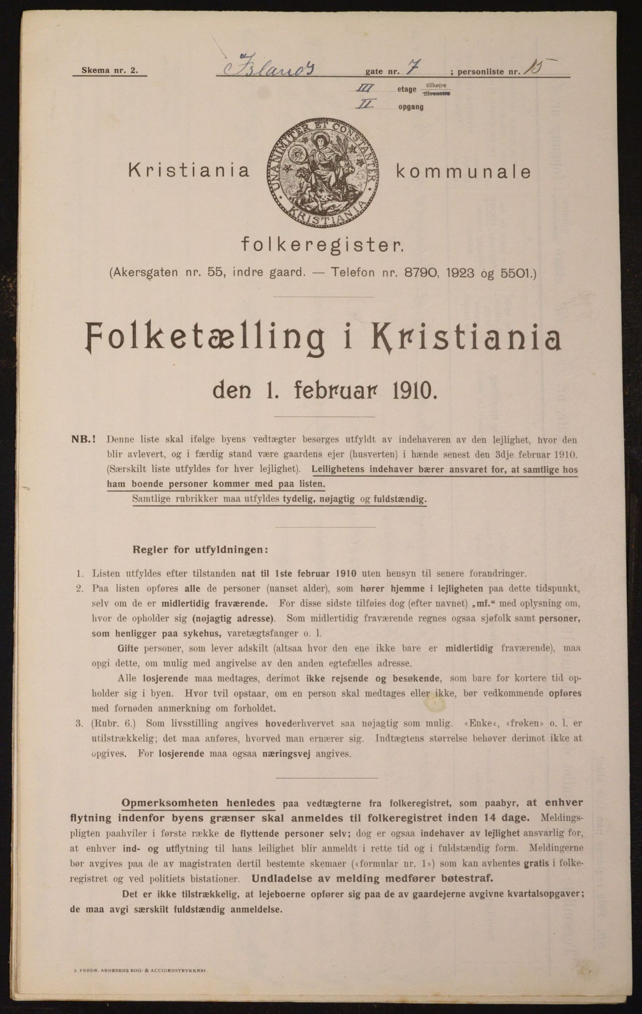 OBA, Municipal Census 1910 for Kristiania, 1910, p. 43452