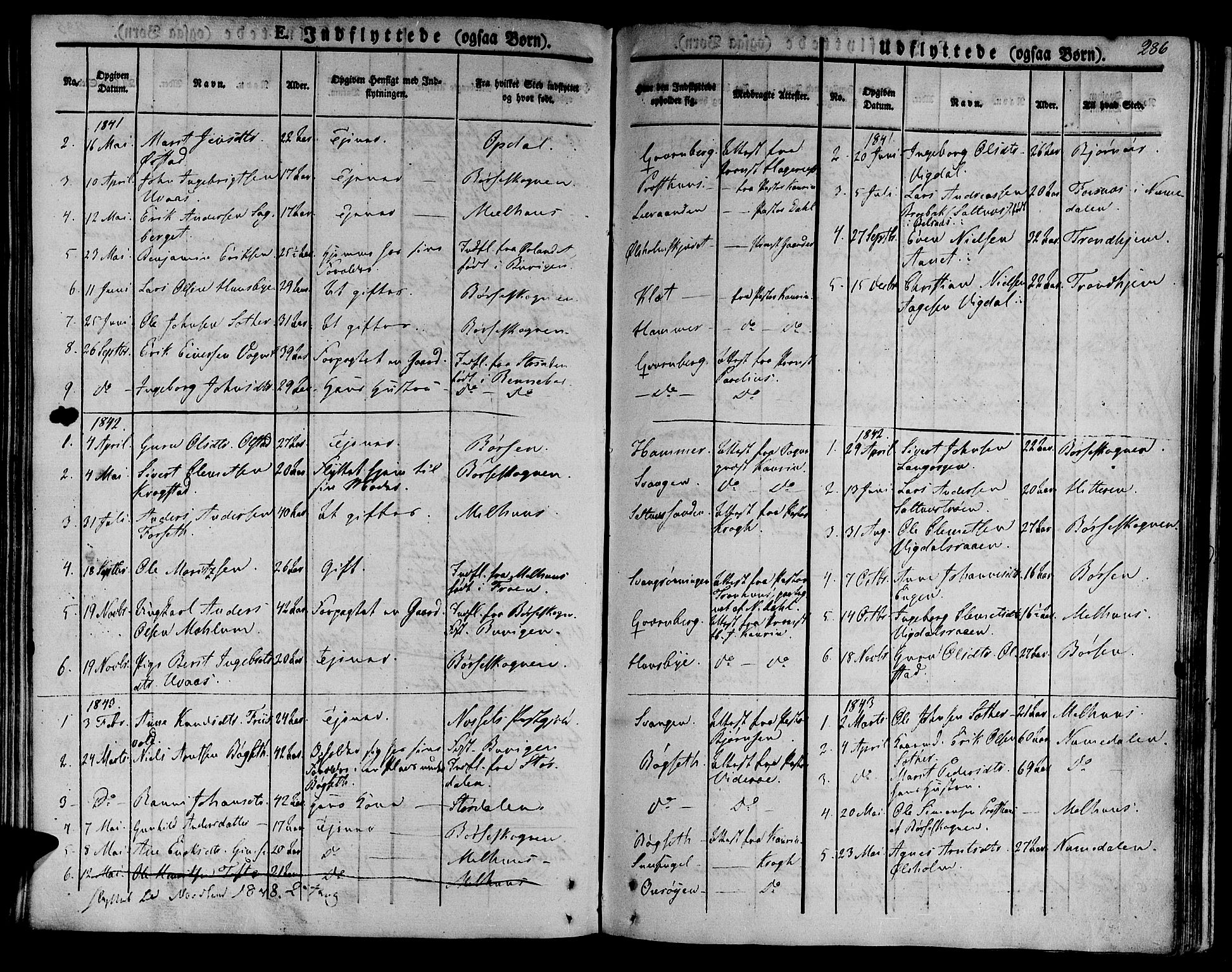 Ministerialprotokoller, klokkerbøker og fødselsregistre - Sør-Trøndelag, SAT/A-1456/612/L0375: Parish register (official) no. 612A07 /2, 1829-1845, p. 286