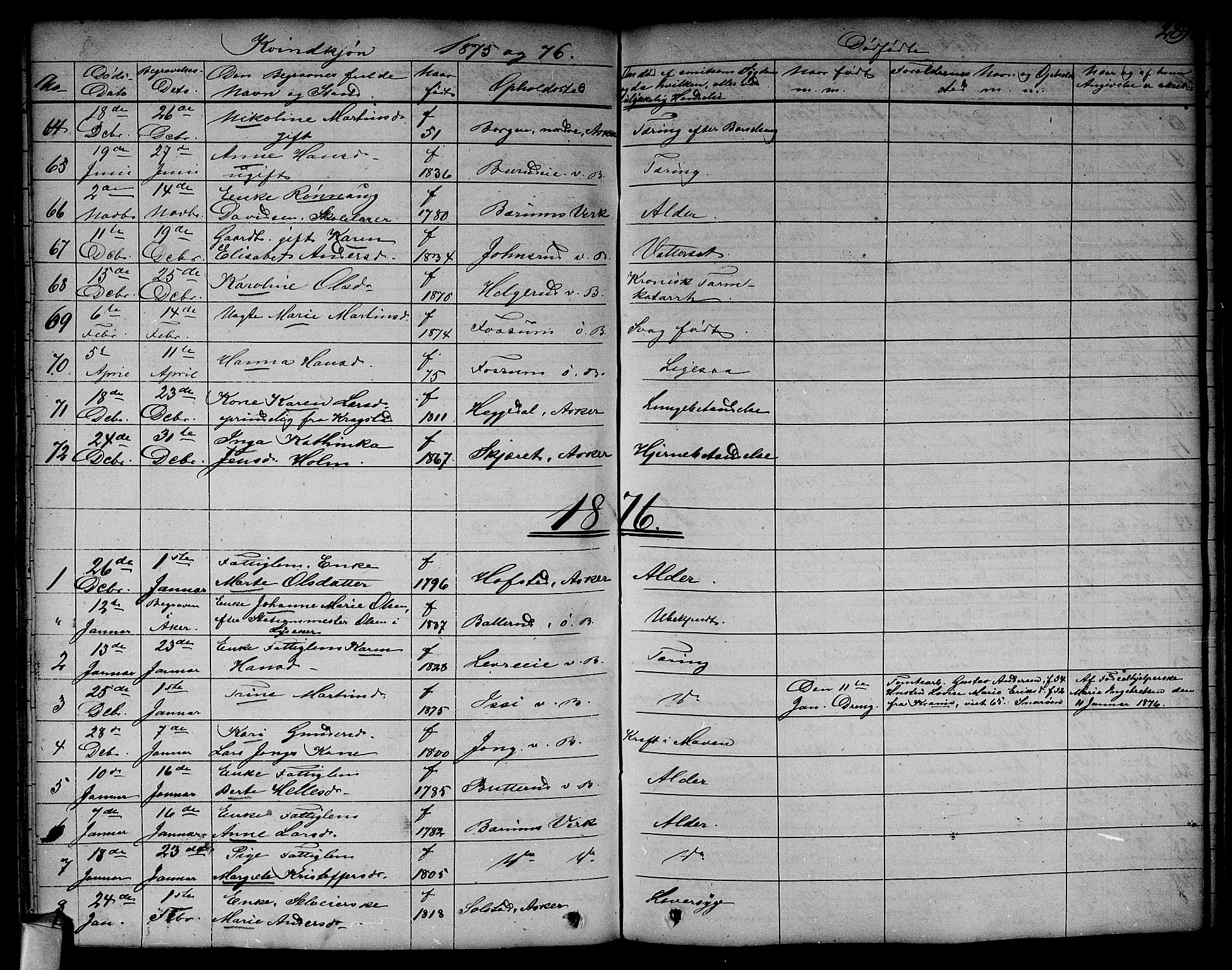 Asker prestekontor Kirkebøker, SAO/A-10256a/F/Fa/L0011: Parish register (official) no. I 11, 1825-1878, p. 289