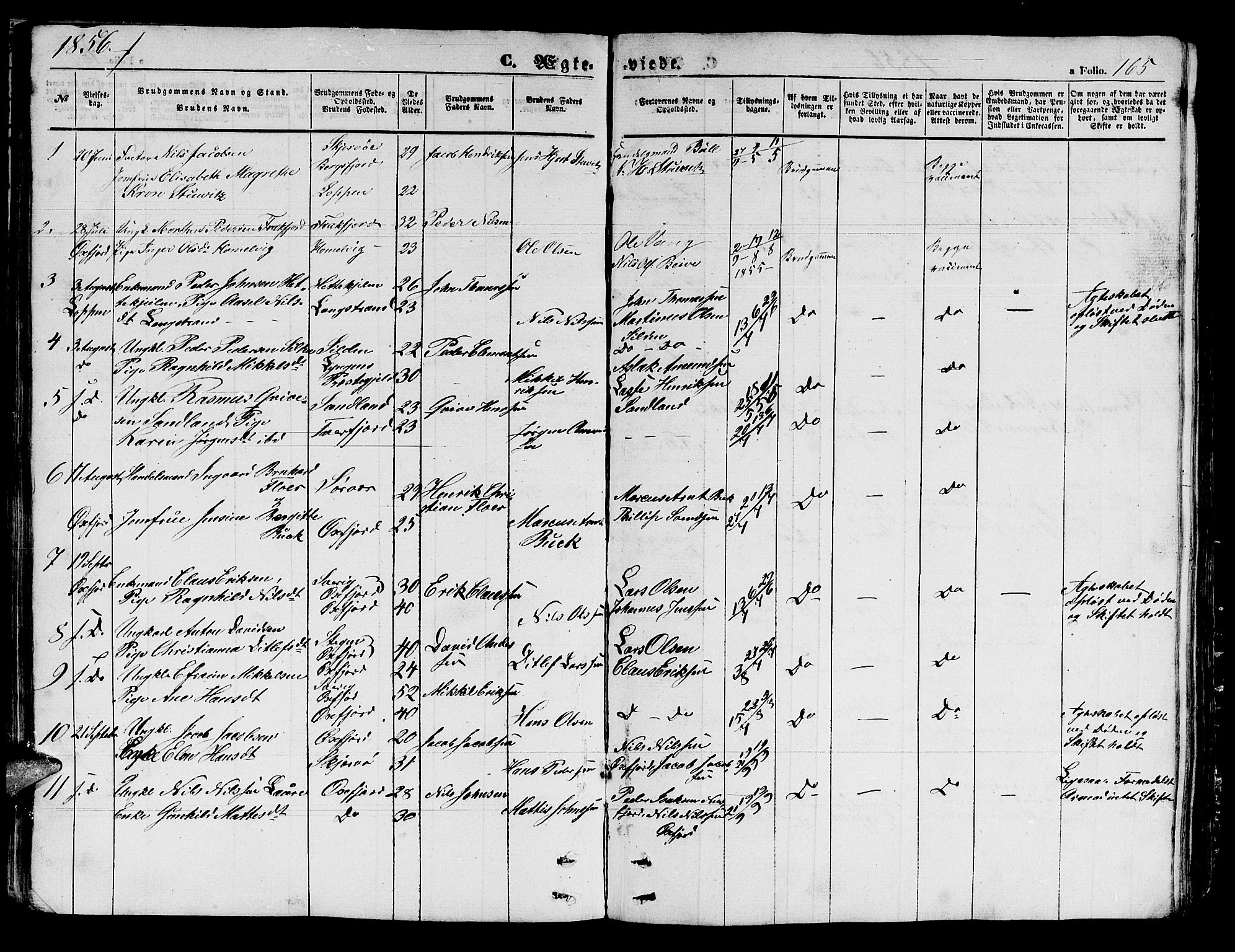 Loppa sokneprestkontor, SATØ/S-1339/H/Hb/L0002klokker: Parish register (copy) no. 2, 1850-1880, p. 165