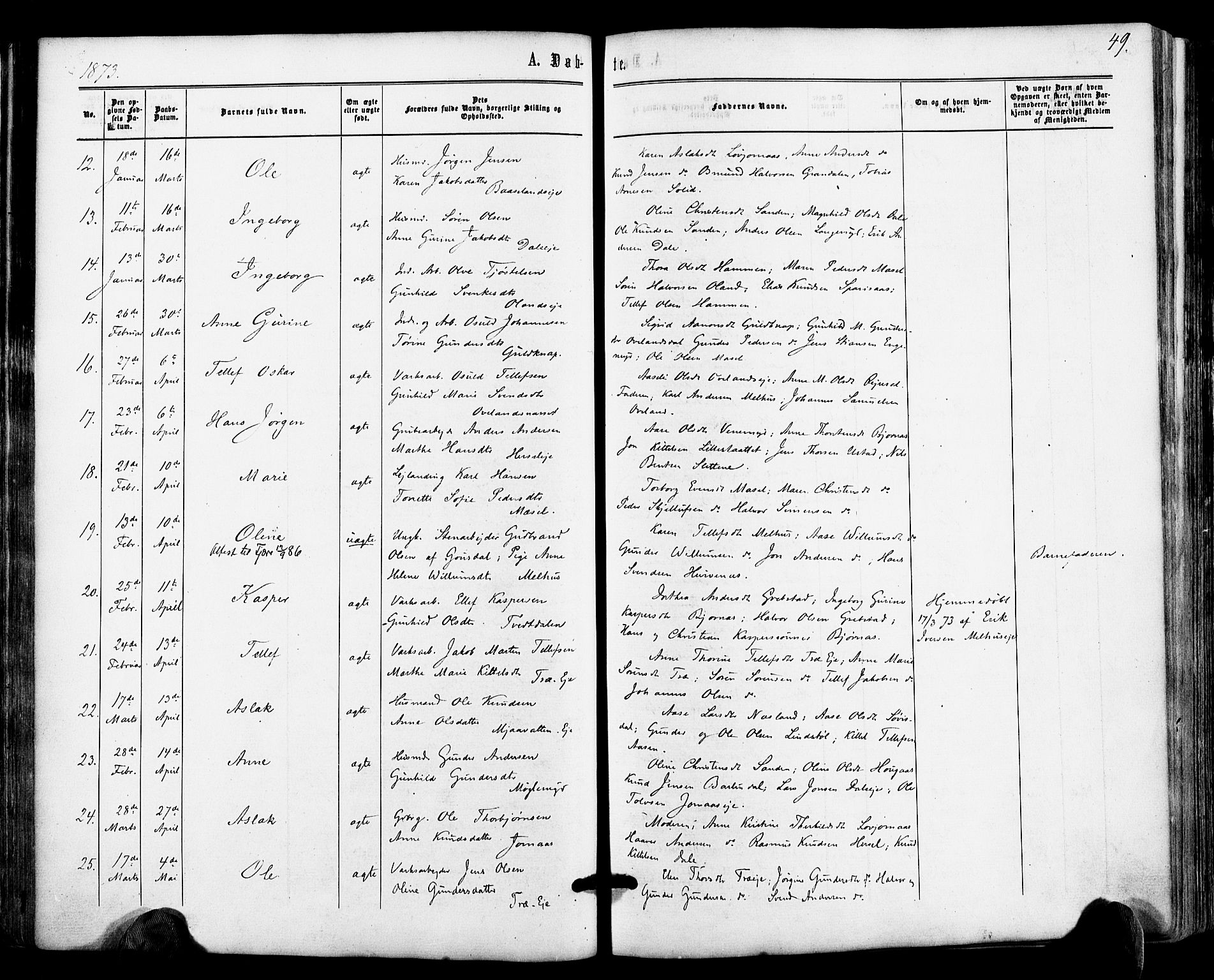 Froland sokneprestkontor, AV/SAK-1111-0013/F/Fa/L0003: Parish register (official) no. A 3, 1864-1881, p. 49