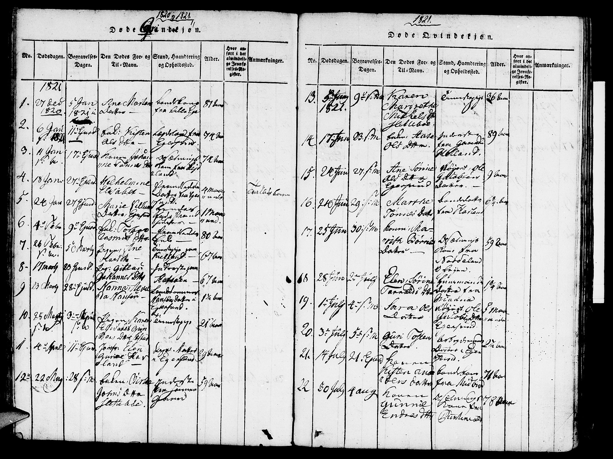 Eigersund sokneprestkontor, AV/SAST-A-101807/S08/L0007: Parish register (official) no. A 7, 1815-1827