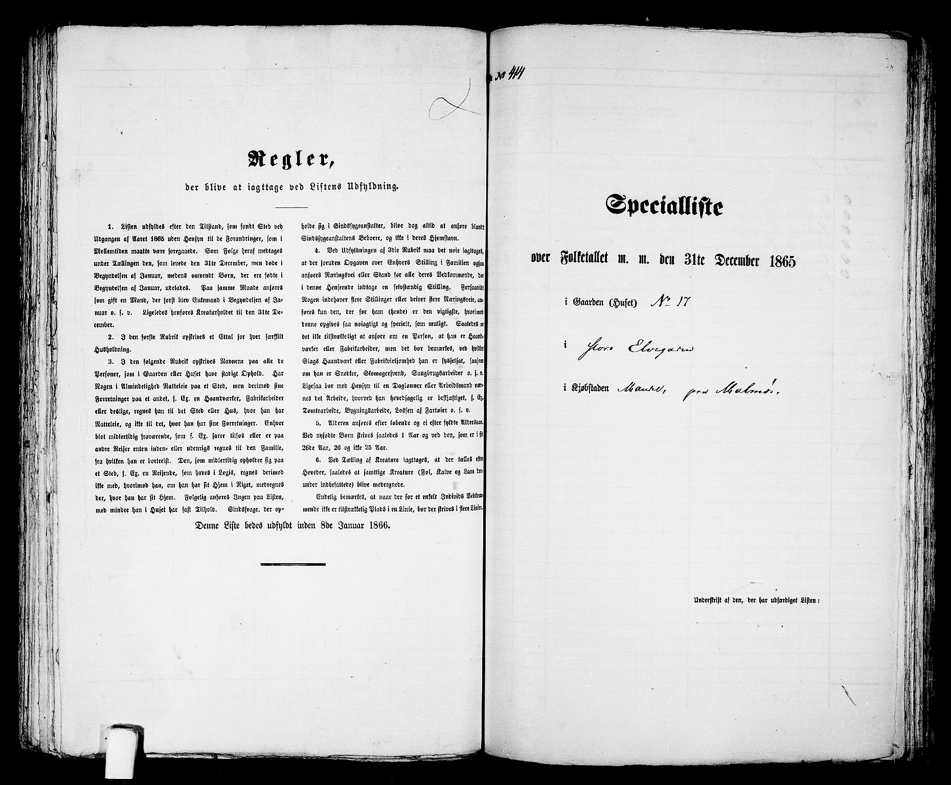 RA, 1865 census for Mandal/Mandal, 1865, p. 836