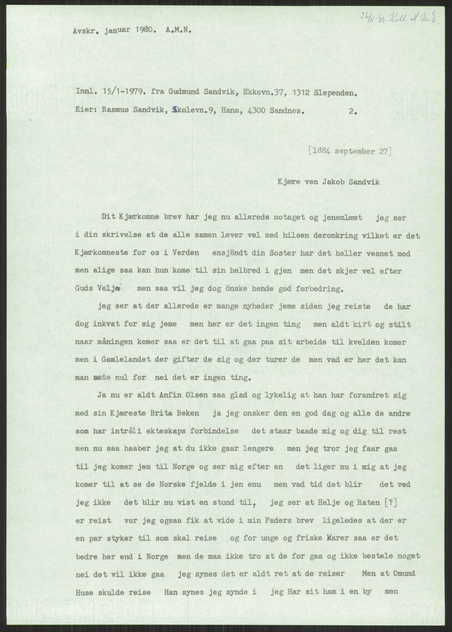 Samlinger til kildeutgivelse, Amerikabrevene, AV/RA-EA-4057/F/L0032: Innlån fra Hordaland: Nesheim - Øverland, 1838-1914, p. 531