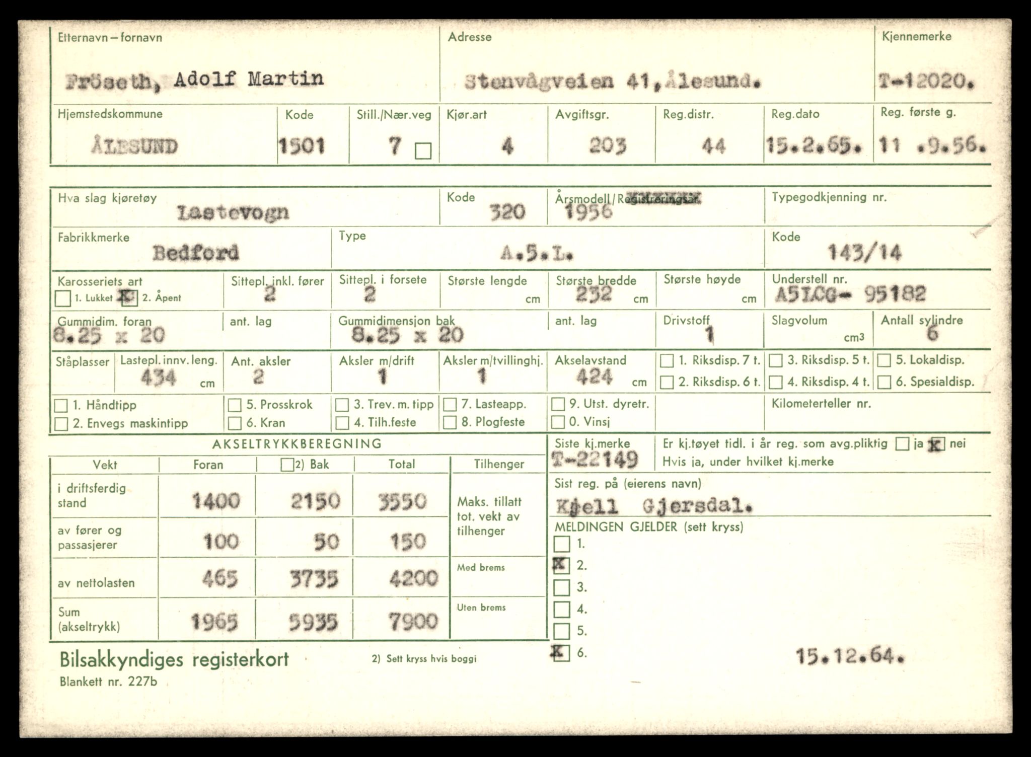 Møre og Romsdal vegkontor - Ålesund trafikkstasjon, AV/SAT-A-4099/F/Fe/L0032: Registreringskort for kjøretøy T 11997 - T 12149, 1927-1998, p. 735