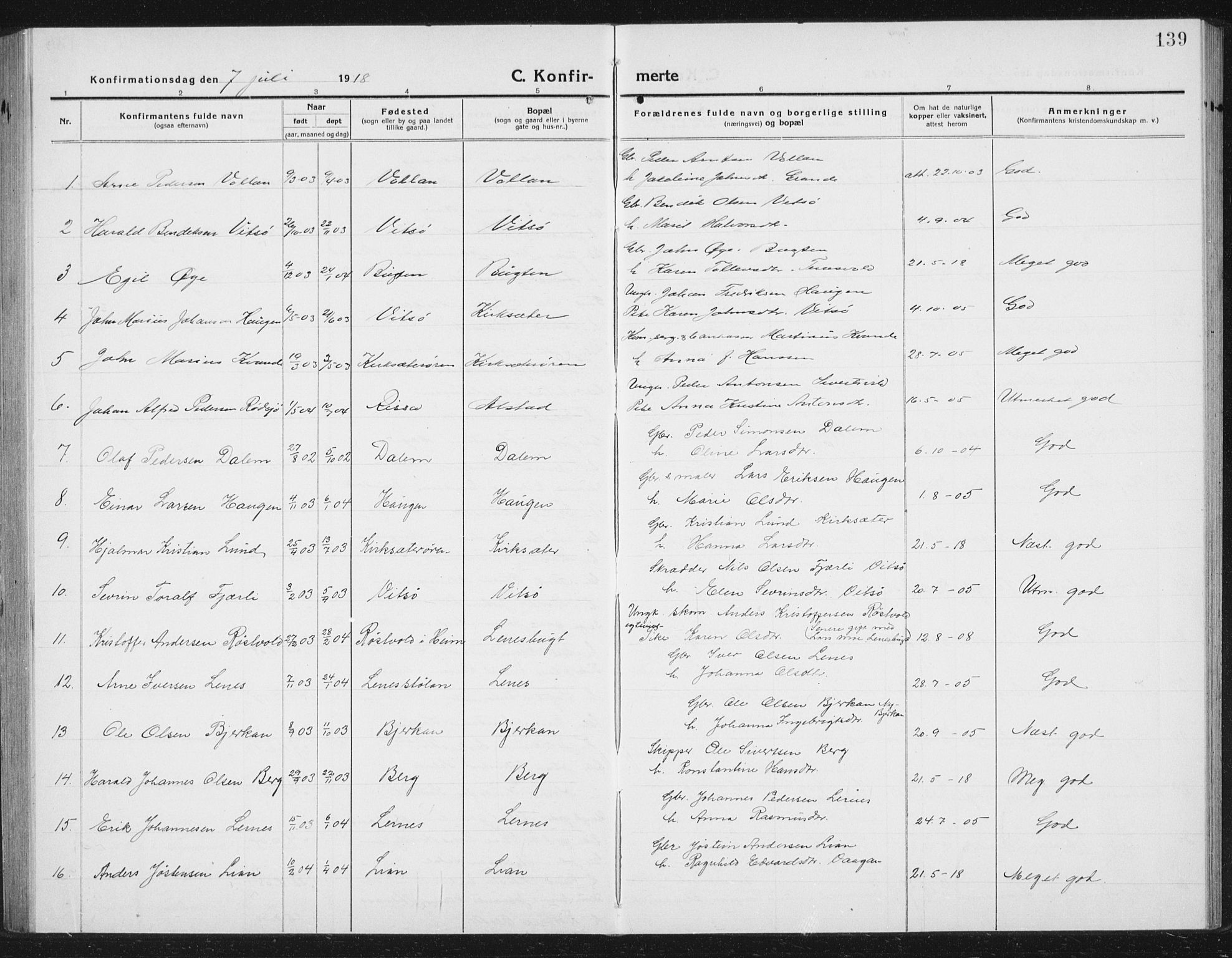 Ministerialprotokoller, klokkerbøker og fødselsregistre - Sør-Trøndelag, SAT/A-1456/630/L0506: Parish register (copy) no. 630C04, 1914-1933, p. 139