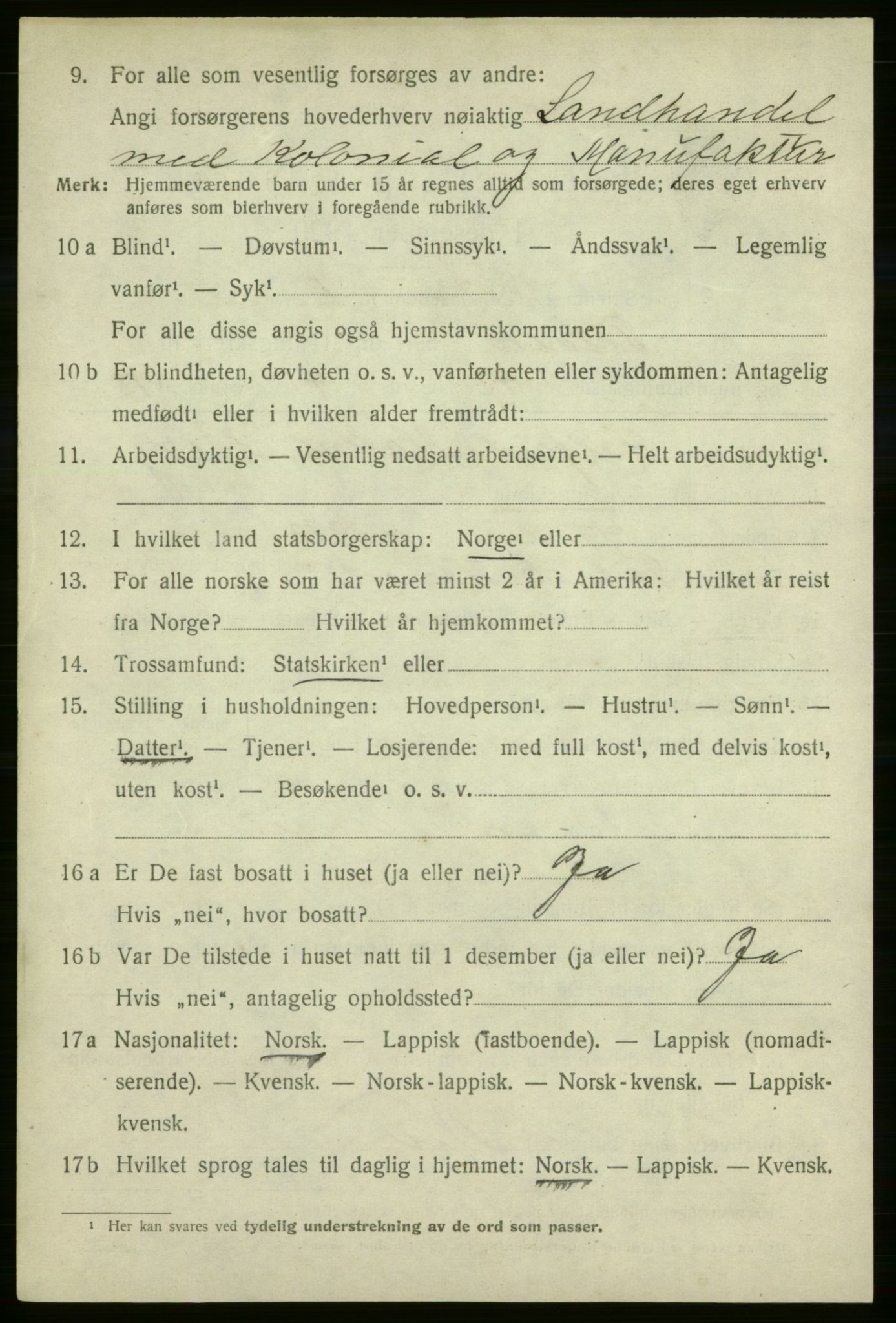 SATØ, 1920 census for Talvik, 1920, p. 1535