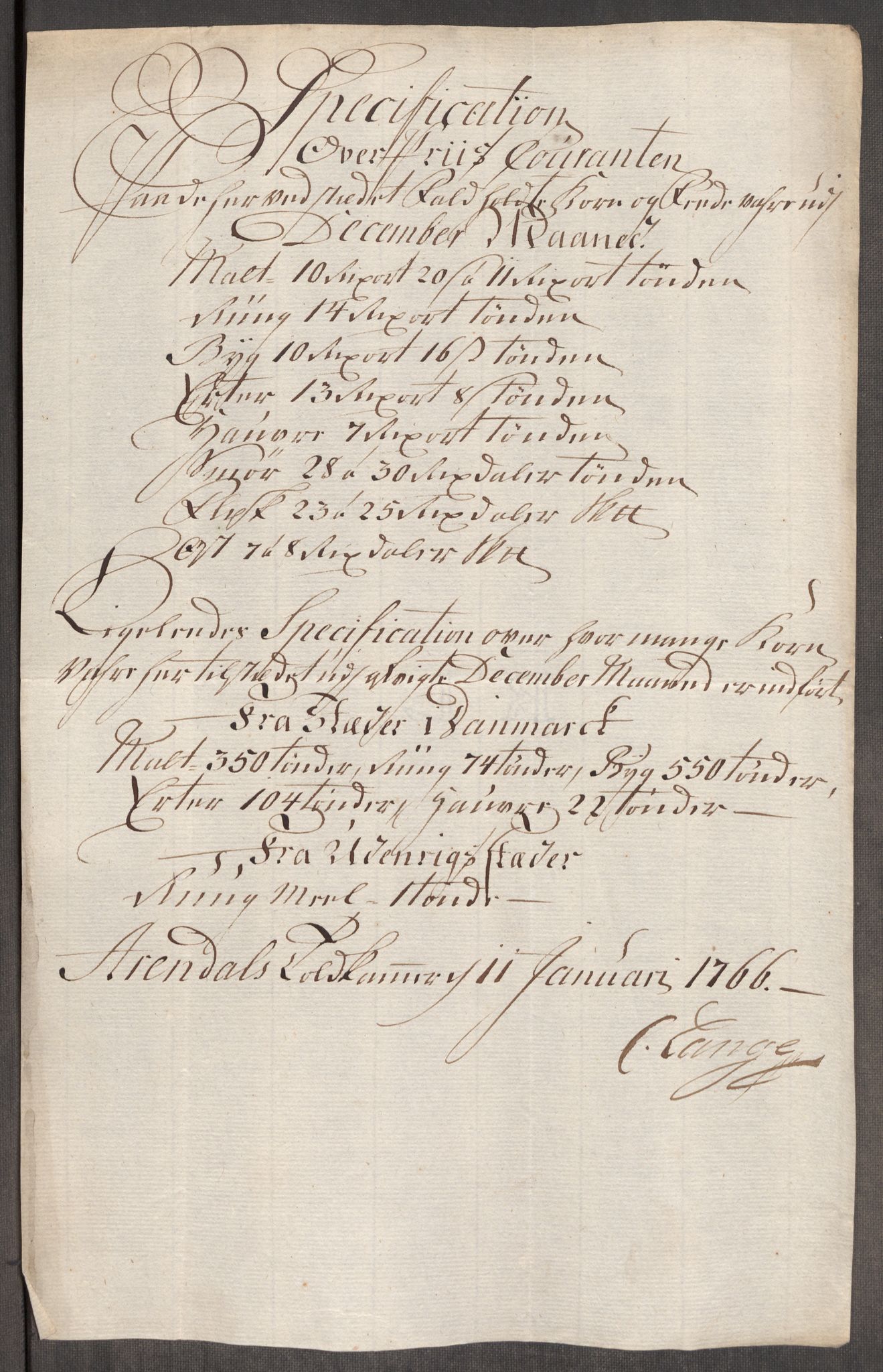 Rentekammeret inntil 1814, Realistisk ordnet avdeling, RA/EA-4070/Oe/L0008: [Ø1]: Priskuranter, 1764-1768, p. 442