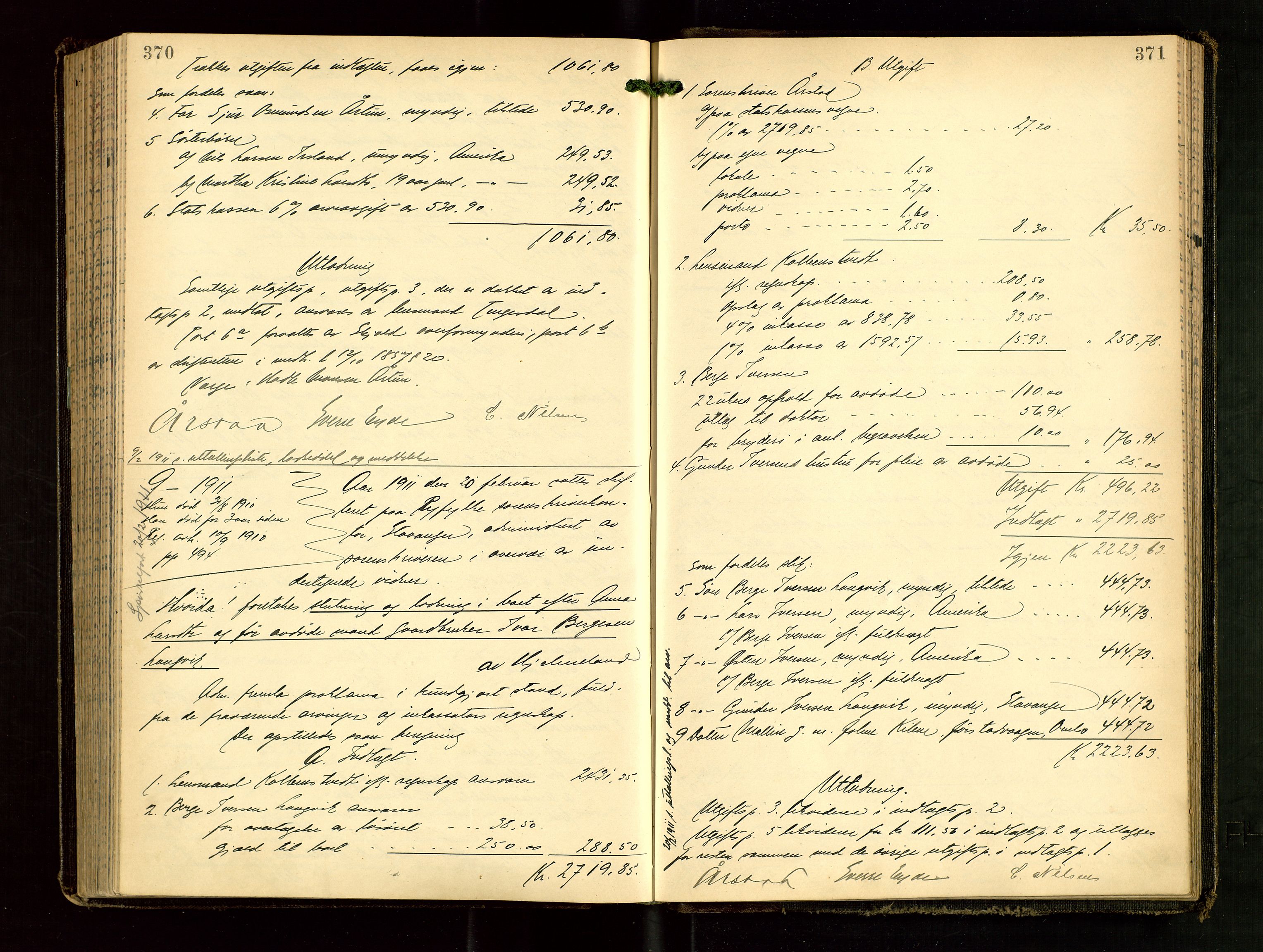 Ryfylke tingrett, AV/SAST-A-100055/001/IV/IVG/L0003: Skifteutlodningsprotokoll Med register, 1907-1912, p. 370-371