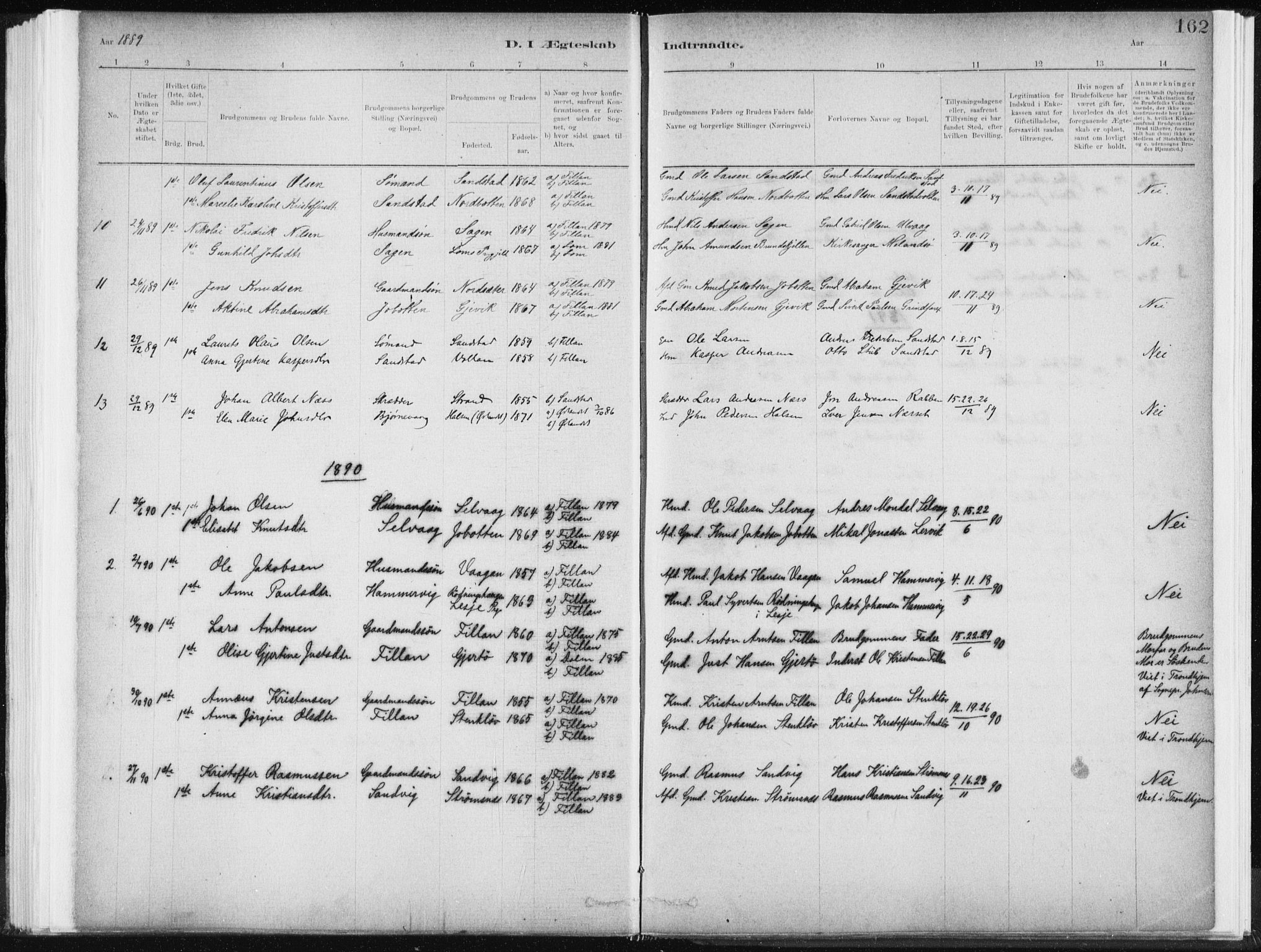 Ministerialprotokoller, klokkerbøker og fødselsregistre - Sør-Trøndelag, SAT/A-1456/637/L0558: Parish register (official) no. 637A01, 1882-1899, p. 162