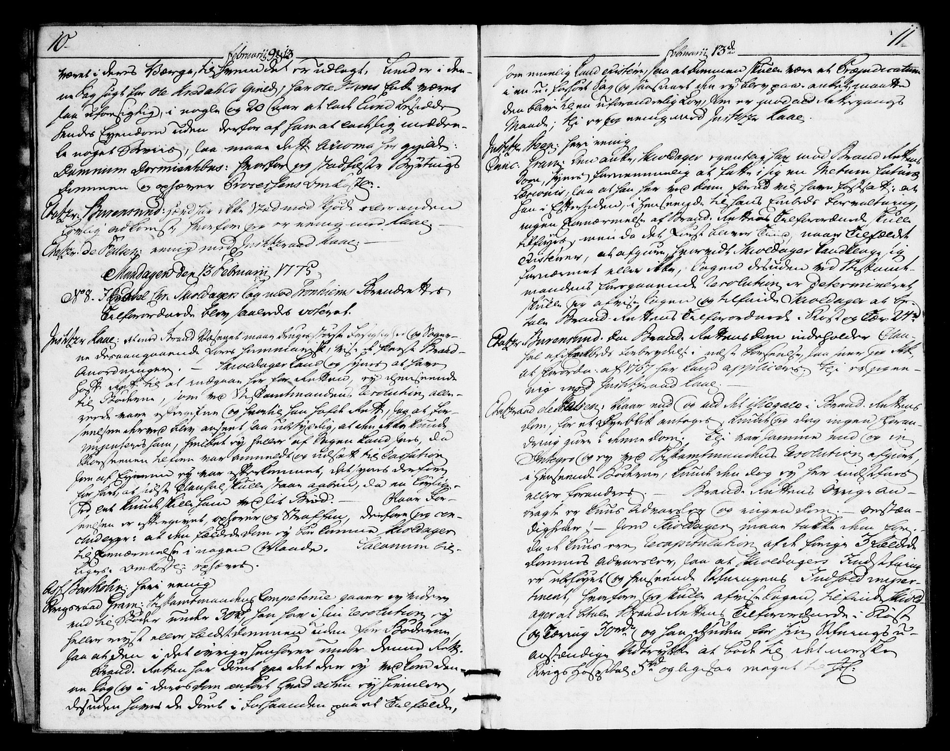 Overhoffretten 1667-1797, AV/RA-EA-2884/Ac/L0214: Voteringsprotokoll, 1775, p. 10-11