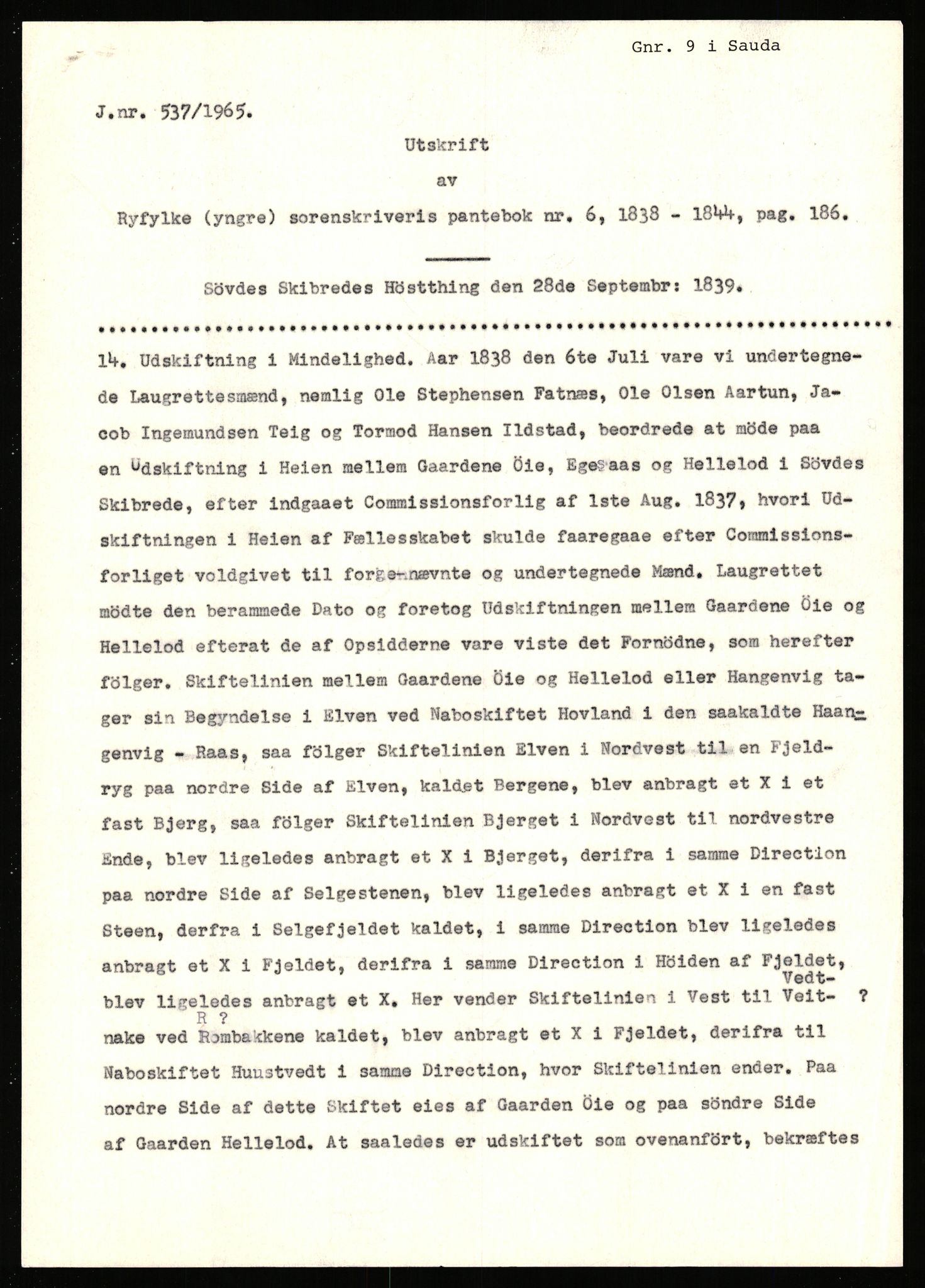 Statsarkivet i Stavanger, SAST/A-101971/03/Y/Yj/L0017: Avskrifter sortert etter gårdsnavn: Eigeland østre - Elve, 1750-1930, p. 380