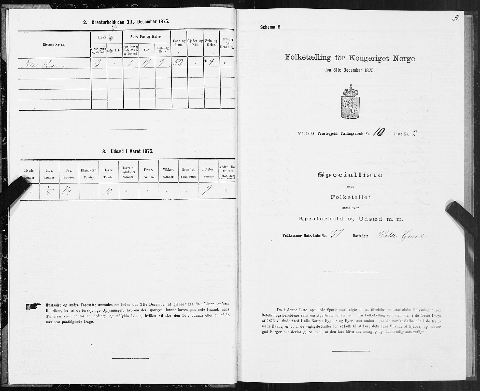 SAT, 1875 census for 1564P Stangvik, 1875, p. 5003