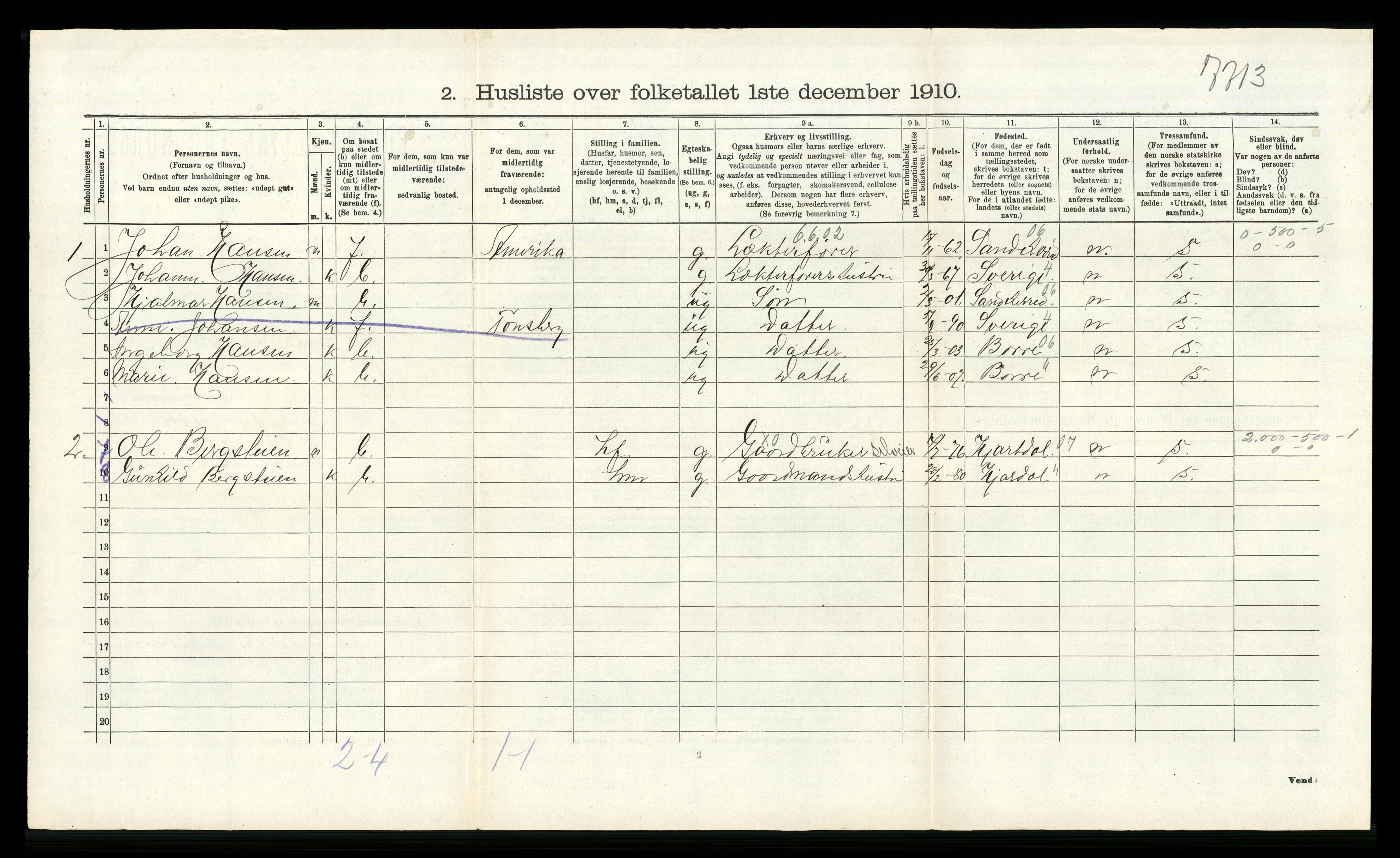 RA, 1910 census for Sem, 1910, p. 767